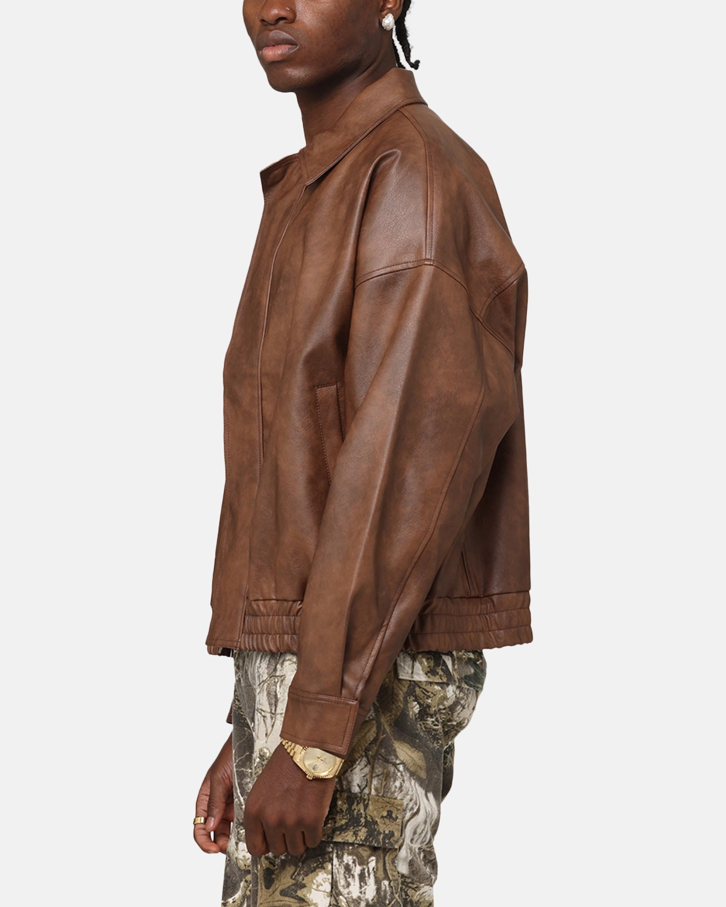 Ventilated Back XXIII Vegan Leather Flight Jacket Brown