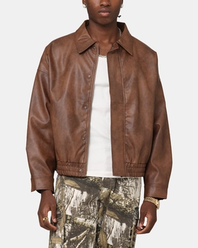 XXIII Vegan Leather Flight Jacket Brown Alarm