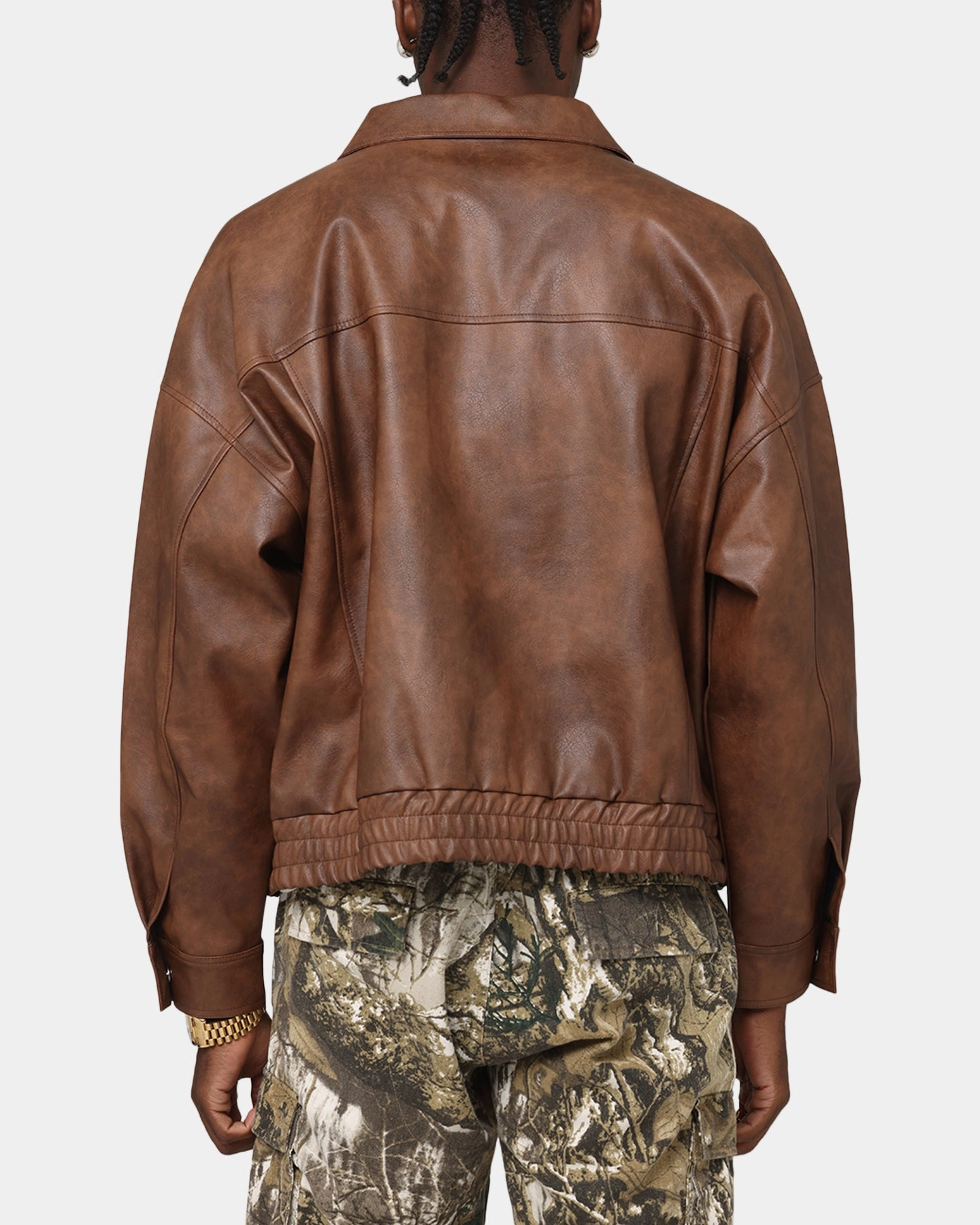 XXIII Vegan Leather Flight Jacket Brown self - treat AbrasionResistant