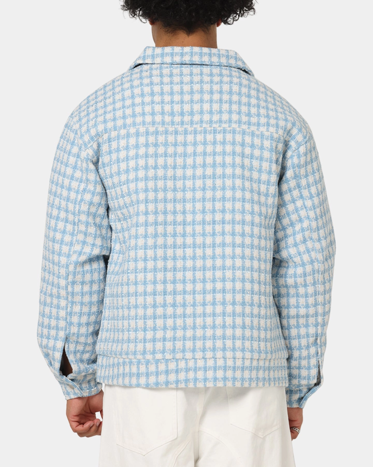 XXIII Waffle Jacket Blue Check Neutral Tones rainy