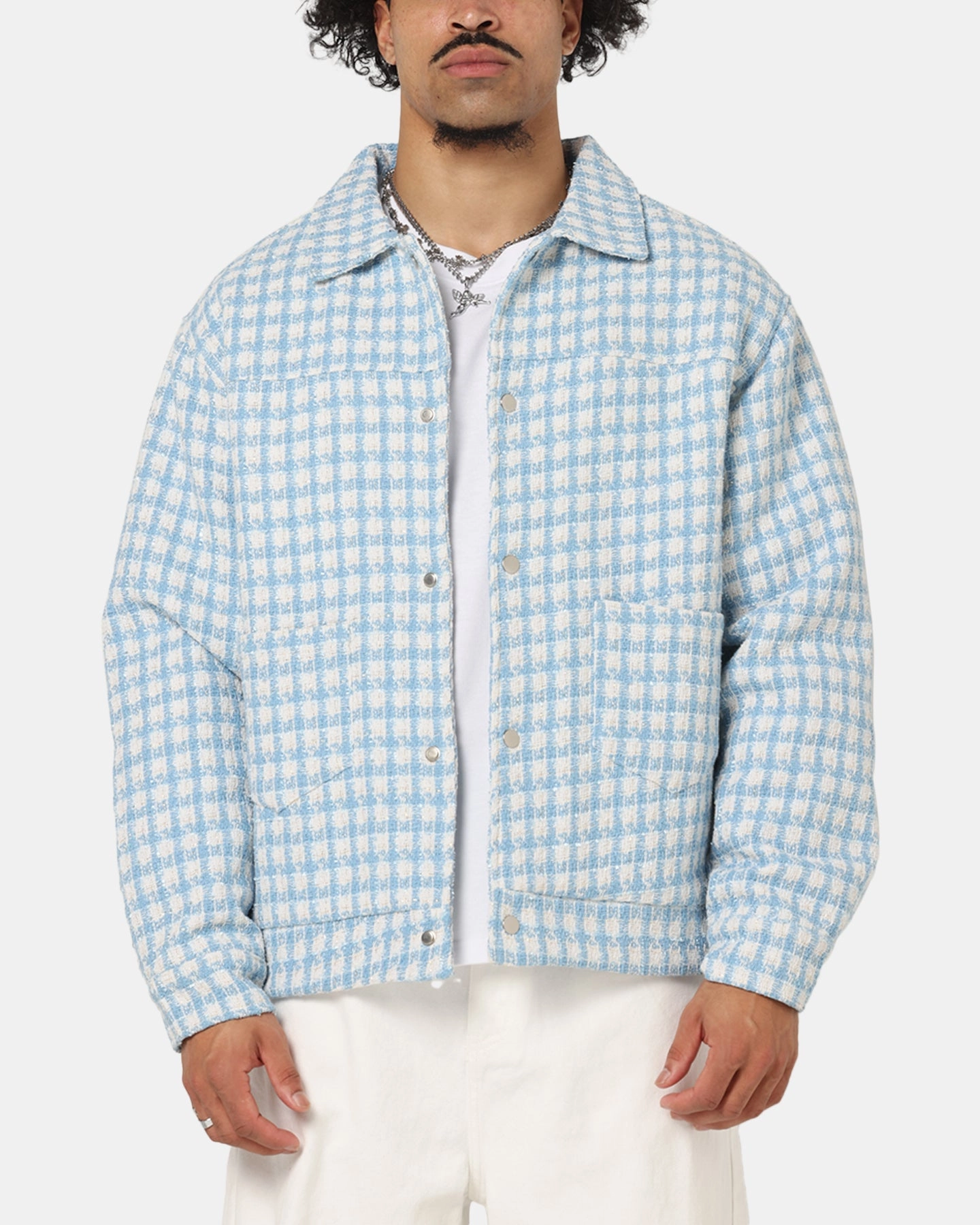Light Reflective XXIII Waffle Jacket Blue Check