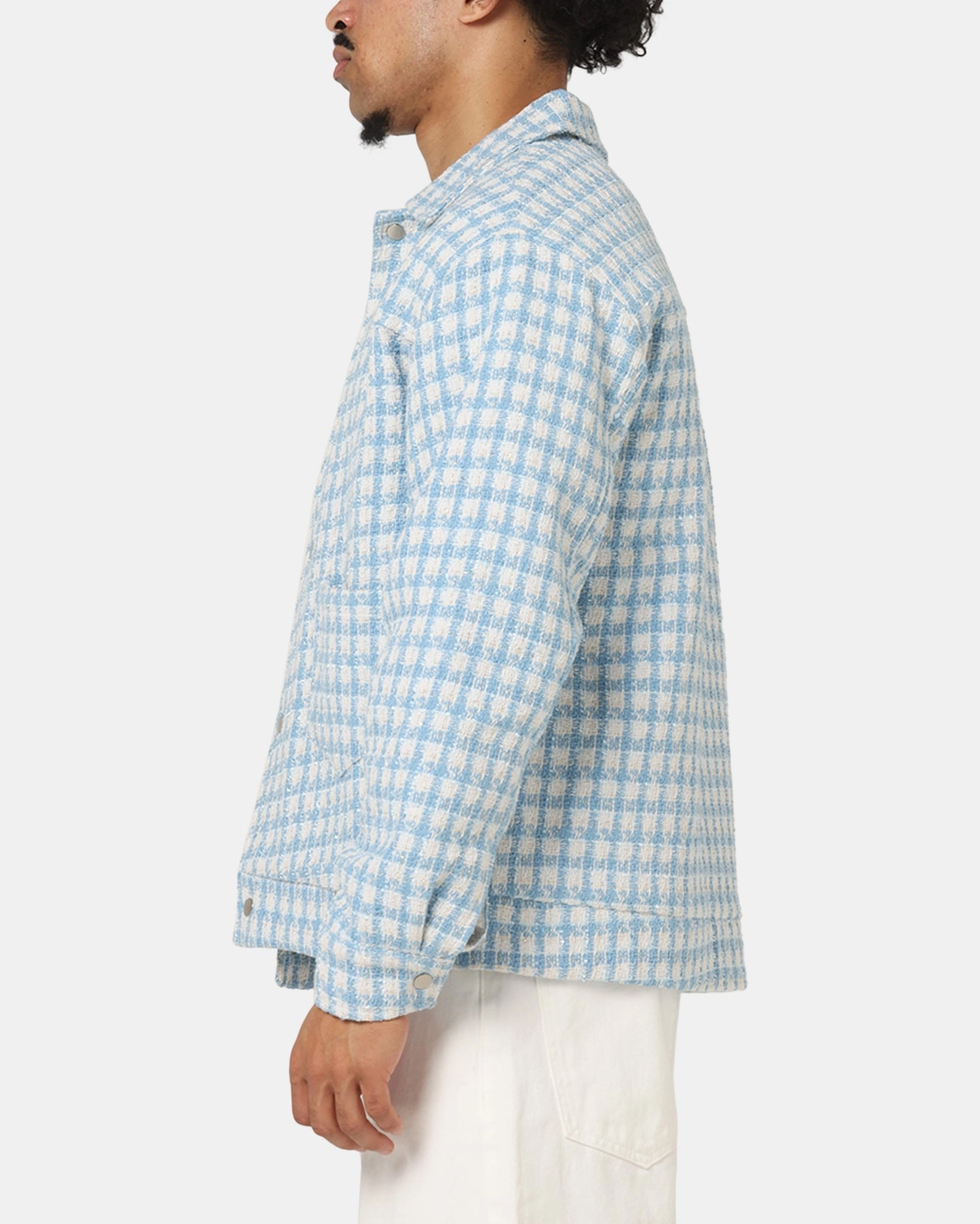 XXIII Waffle Jacket Blue Check Recycled Polyester Blend Network