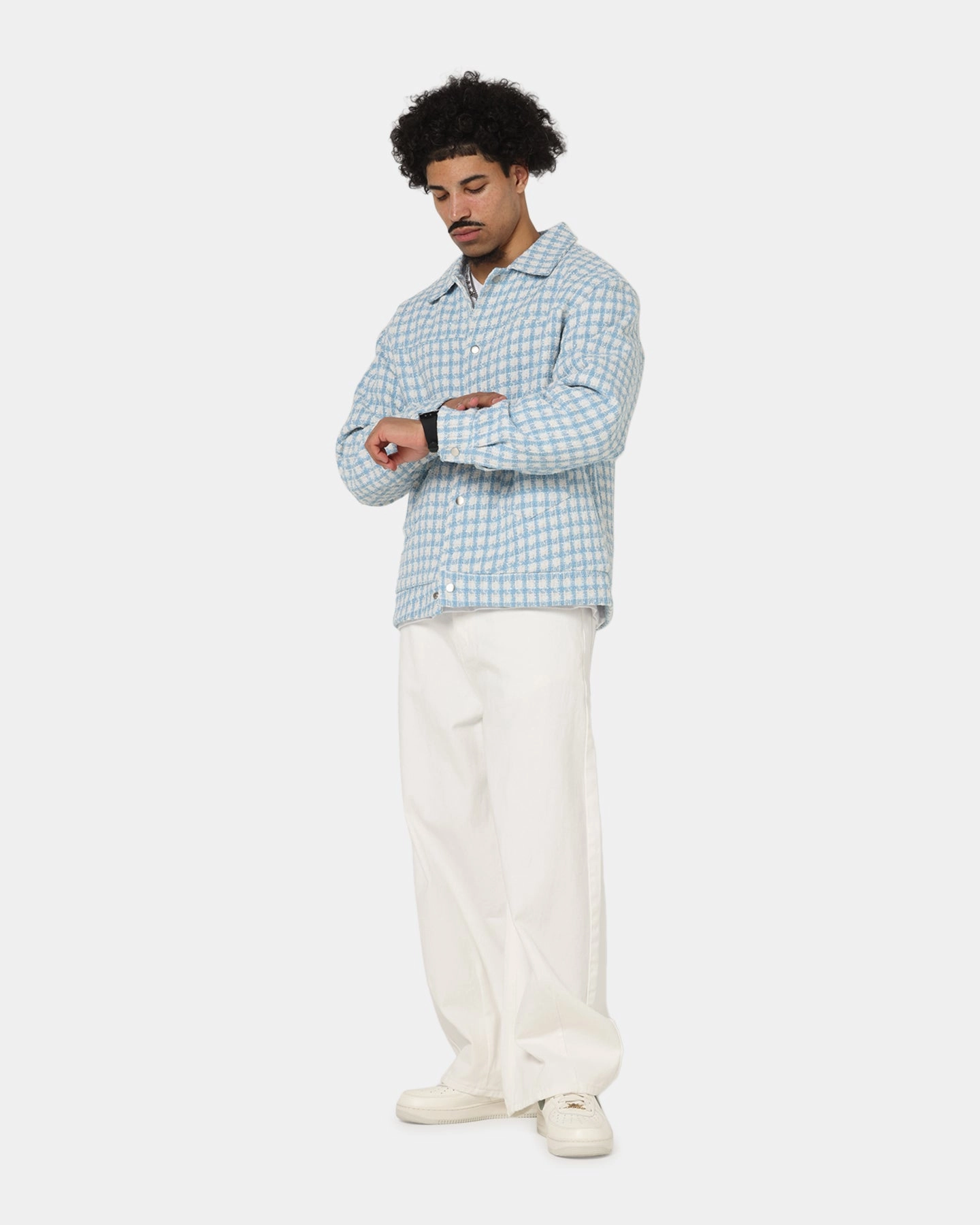 XXIII Waffle Jacket Blue Check suitable for weekend getaways Articulated Sleeves