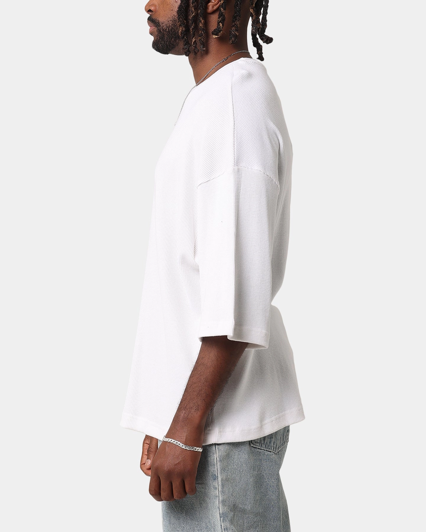 XXIII Waffle Midsleeve T-Shirt White Heather Jersey Material Standard Body Fit