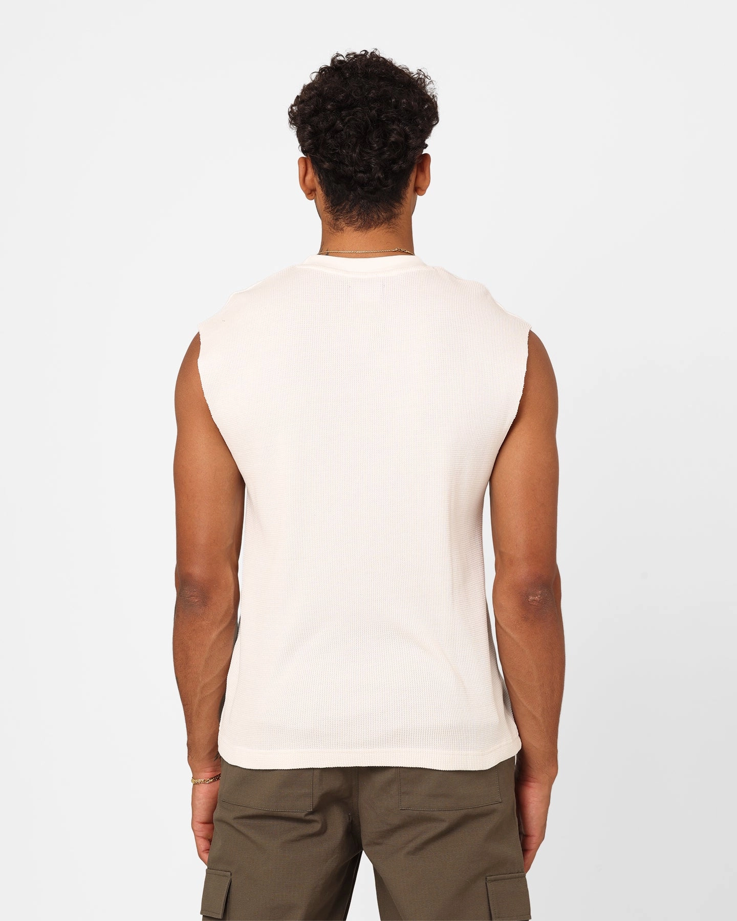 XXIII Waffle Muscle Singlet White DoubleStitchedHem
