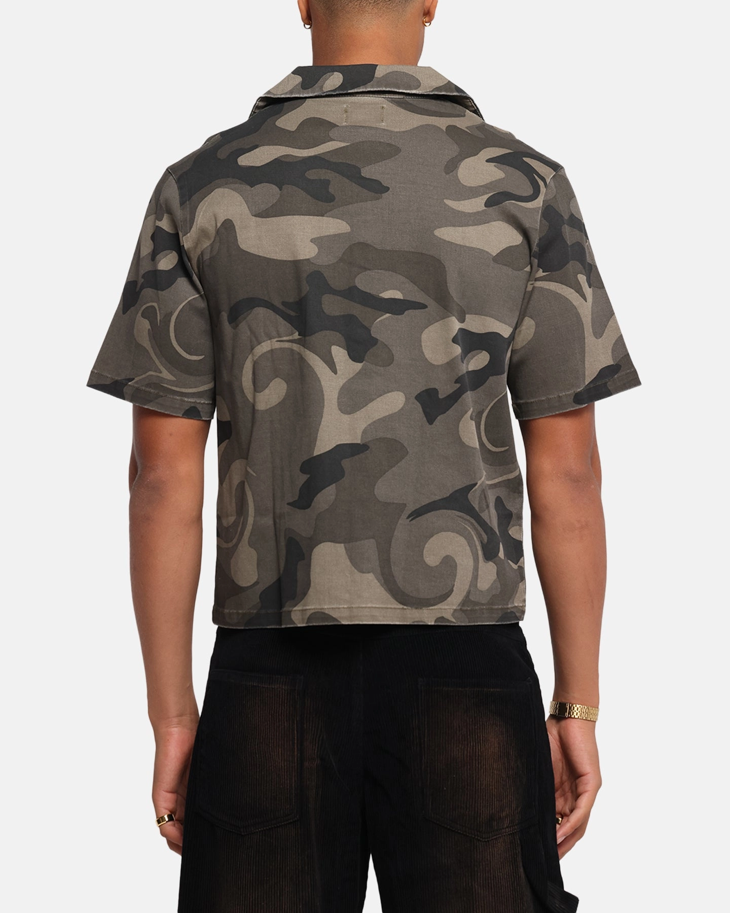 Layered Sleeve Cuffs XXIII Washed Camo Button Up Shirt Camo