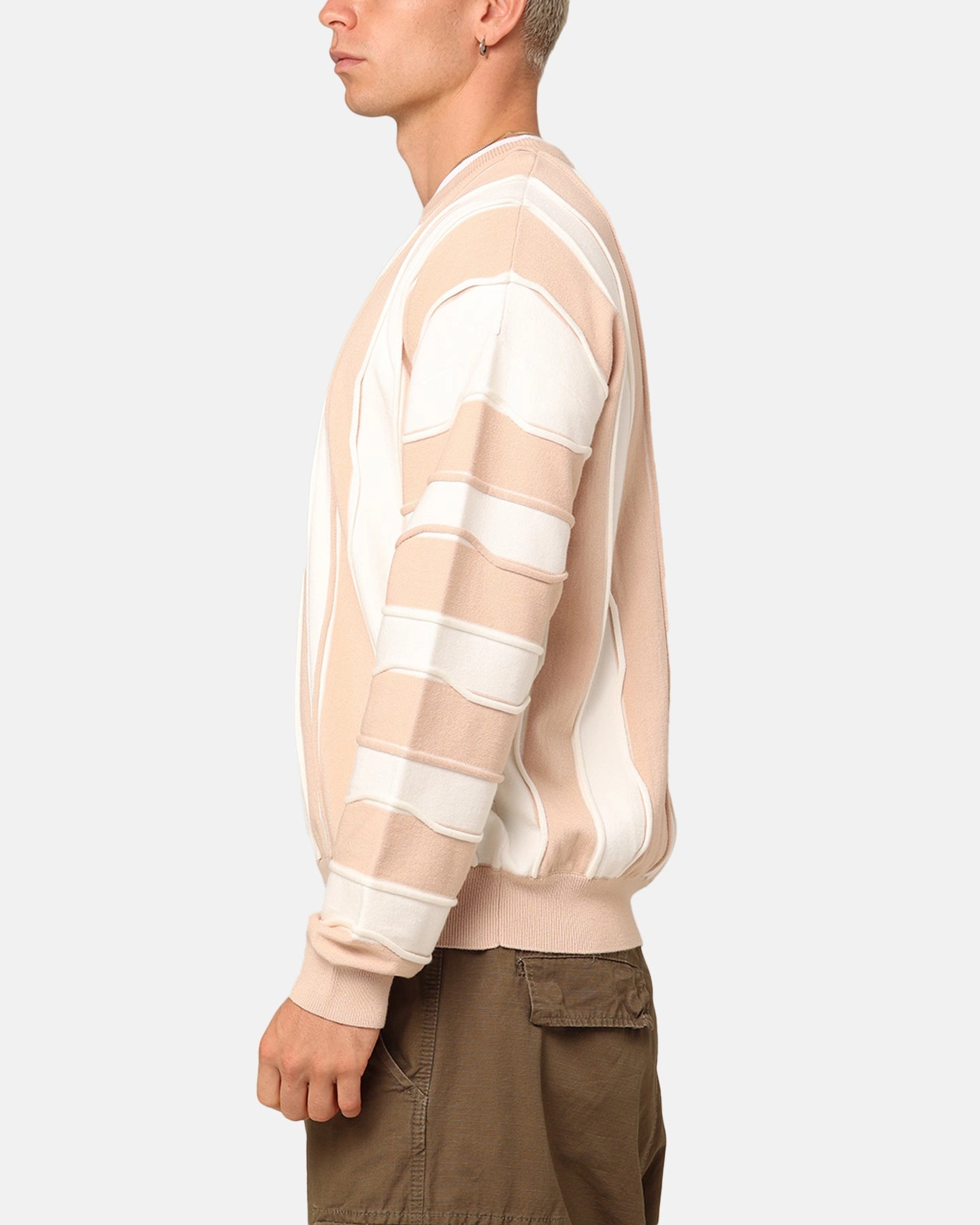 XXIII Wavy Slouch Sweater Cream/White Rubberized Trims Travel Functional Wear