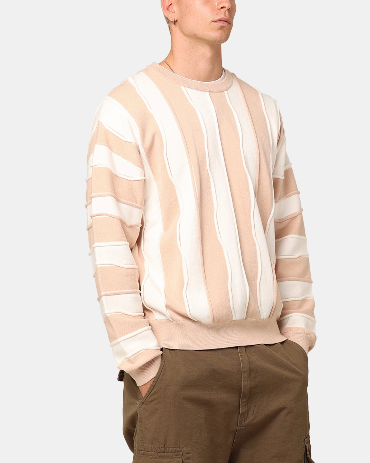 Simple Look Chill Day Layer XXIII Wavy Slouch Sweater Cream/White