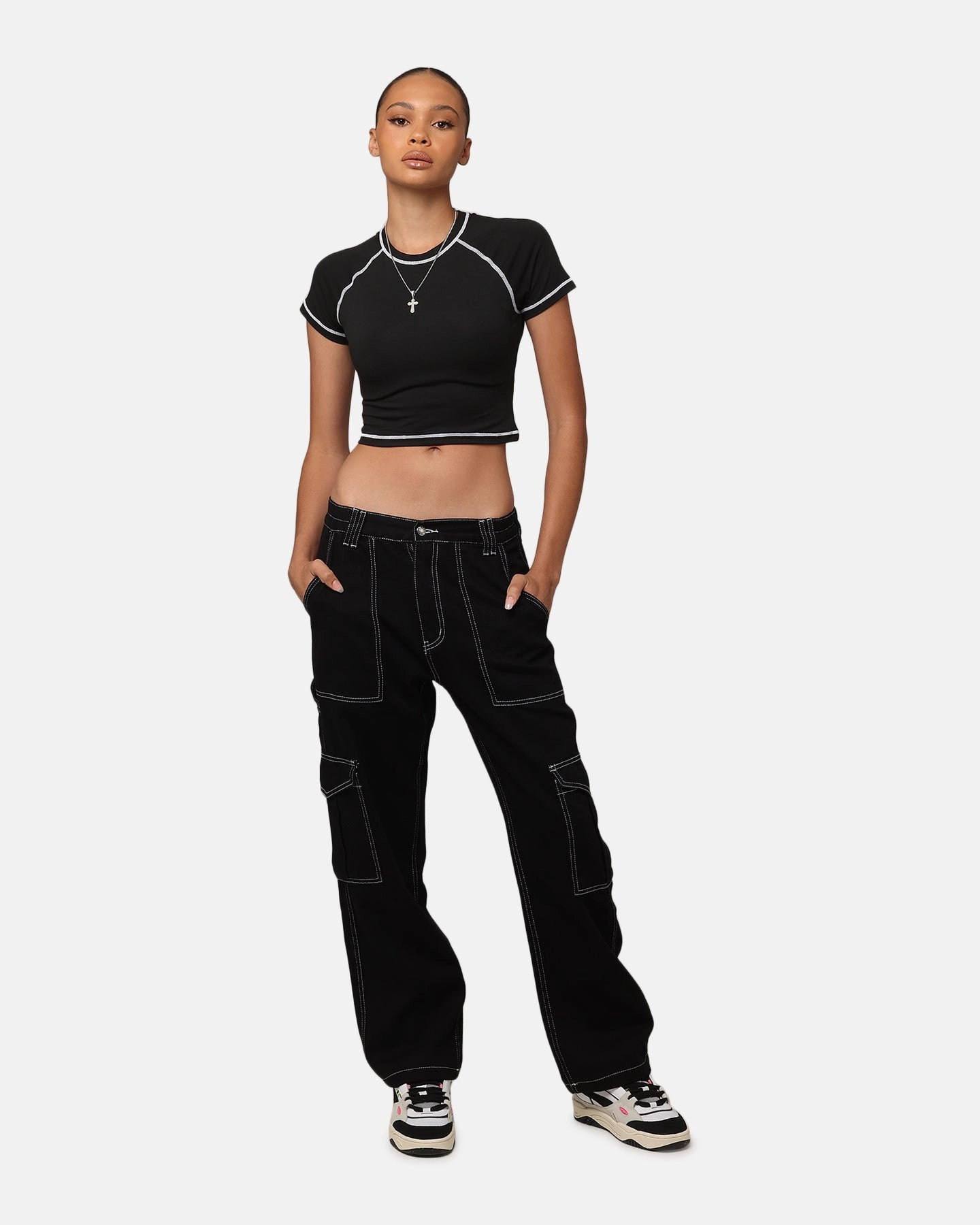 Comfortable Casual Comfort and Fit XXIII Women's Boiler Room Crop T-Shirt Black