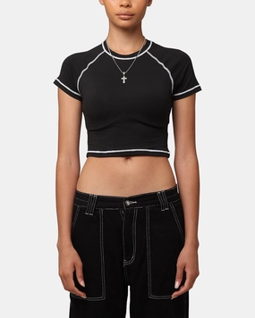 XXIII Women's Boiler Room Crop T-Shirt Black Comfy Design UltraSoftBrushedInterior