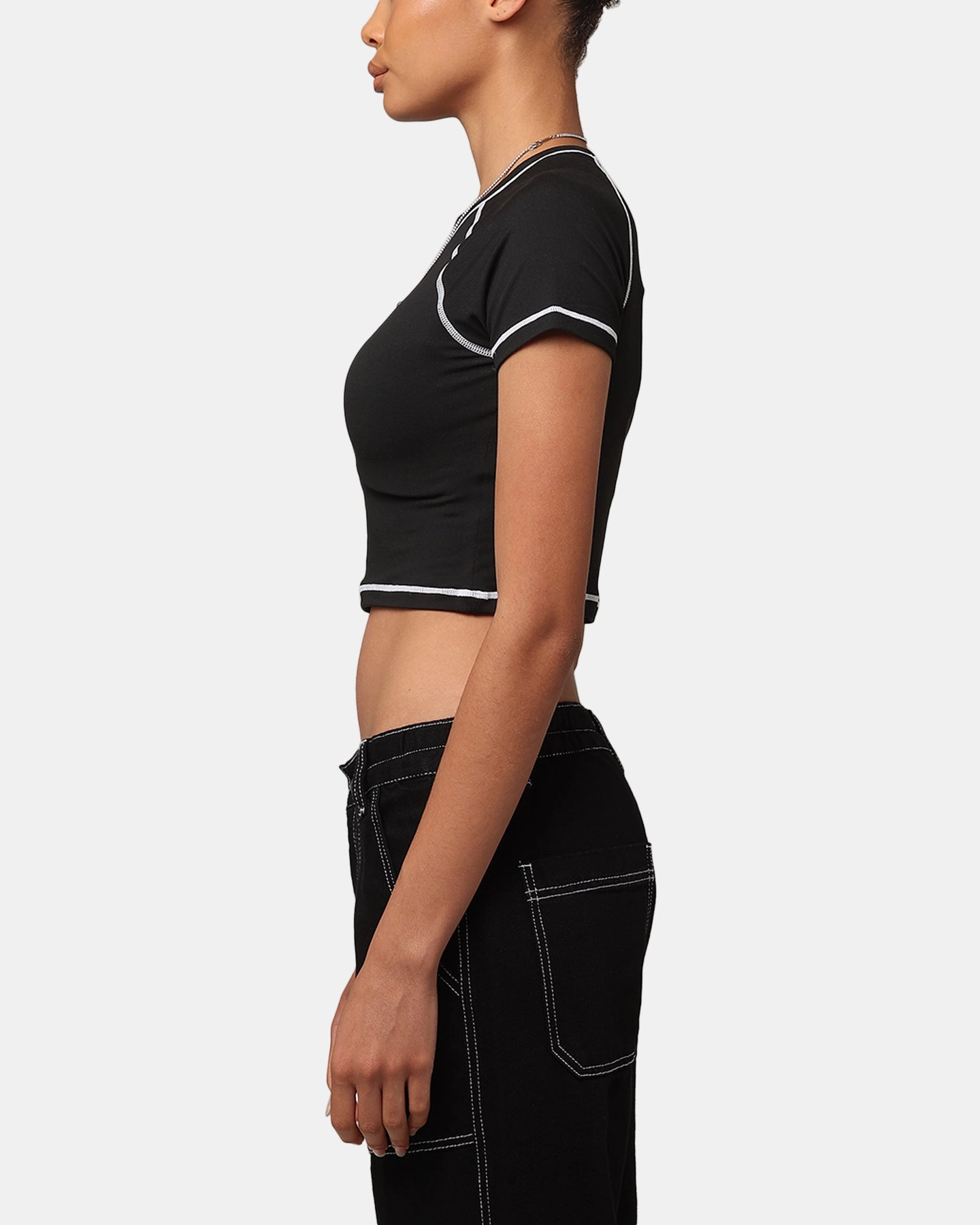 XXIII Women's Boiler Room Crop T-Shirt Black FadeResistant Coating Anti Pilling Surface