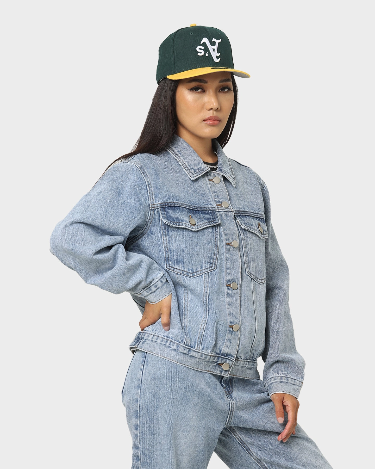 XXIII Women's Brittany Nineties Baby Jacket Washed Blue Halloween Practical Jacket