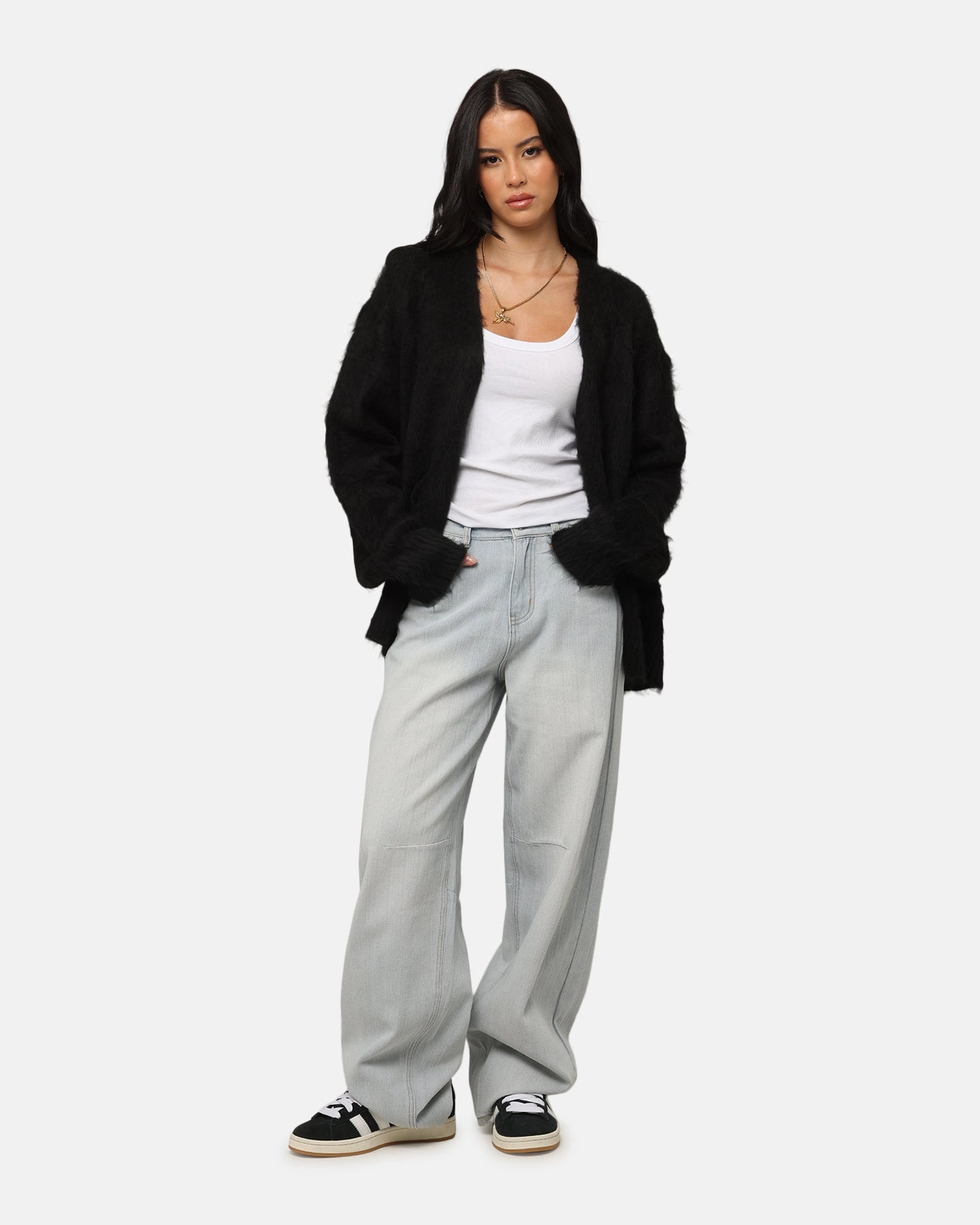XXIII Women's Buckle Baggy Jeans Light Blue Denim Durable Weave