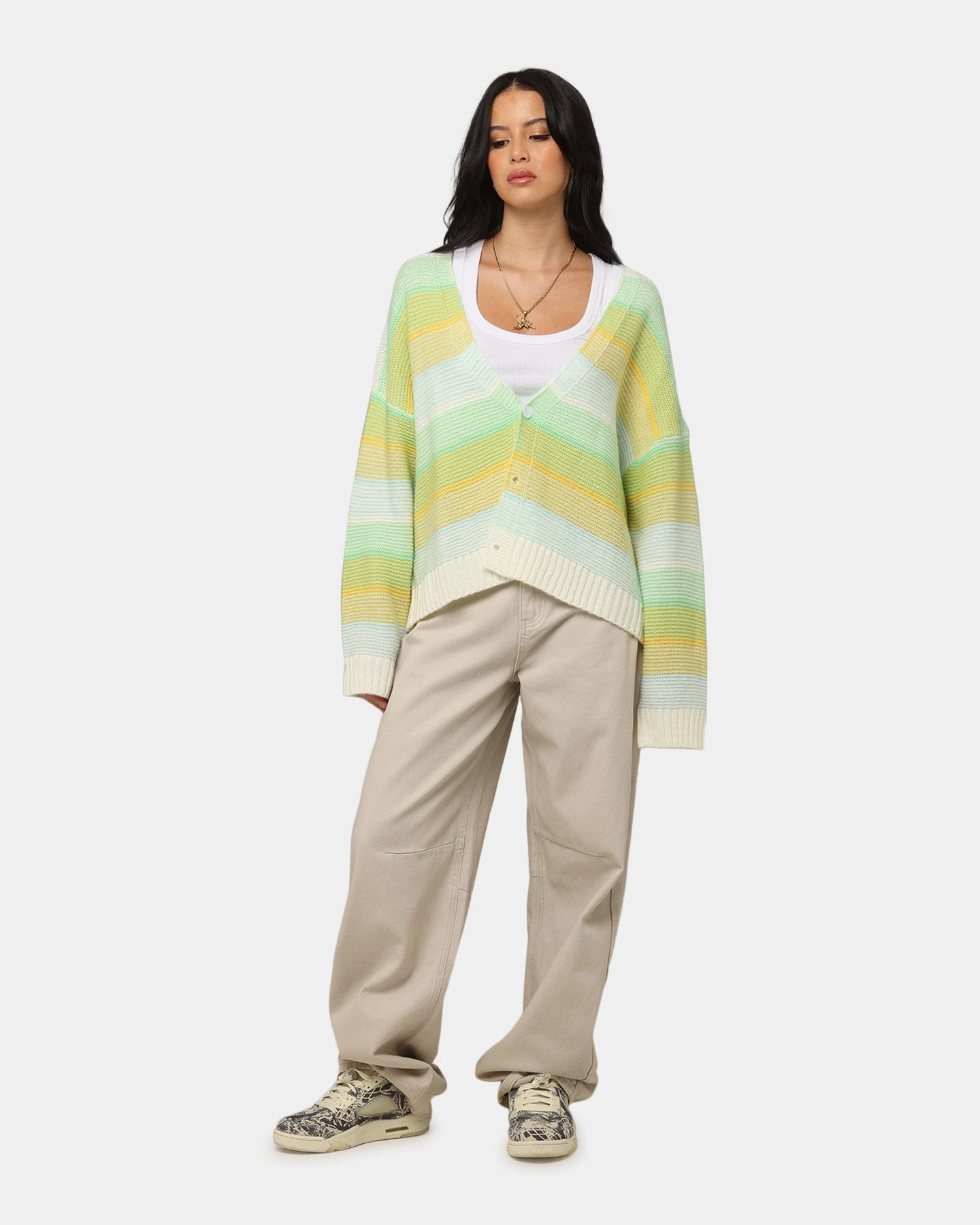 XXIII Women's Buckle Baggy Jeans Sand Neutral Cut Unisex Fashion
