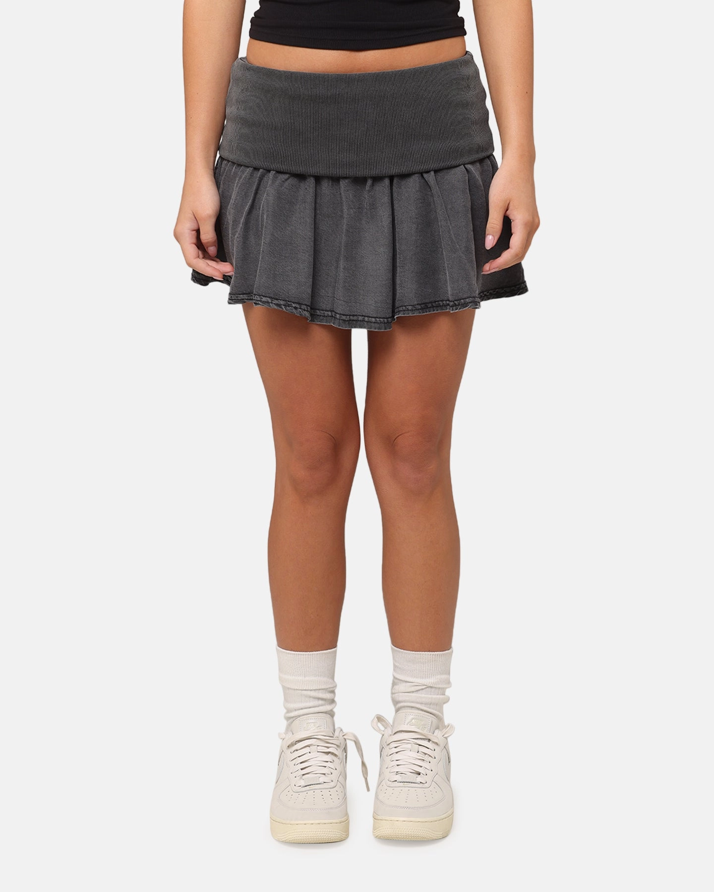 XXIII Women's Rib Mini Skirt Washed Black Modern Design
