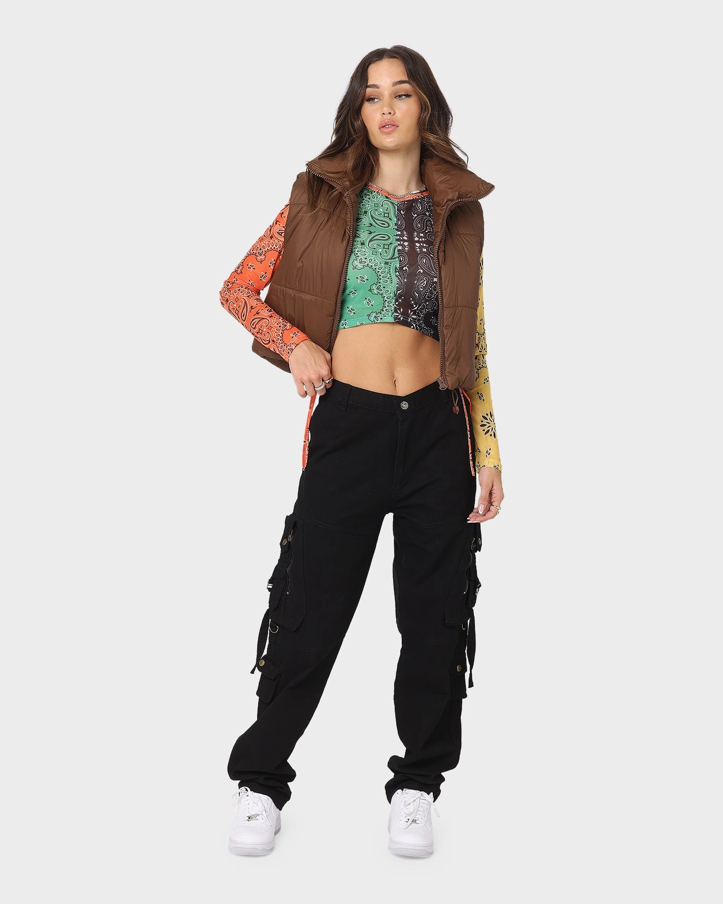 XXIII Women's Riya Puffer Vest Brown Moisture Wicking Layer