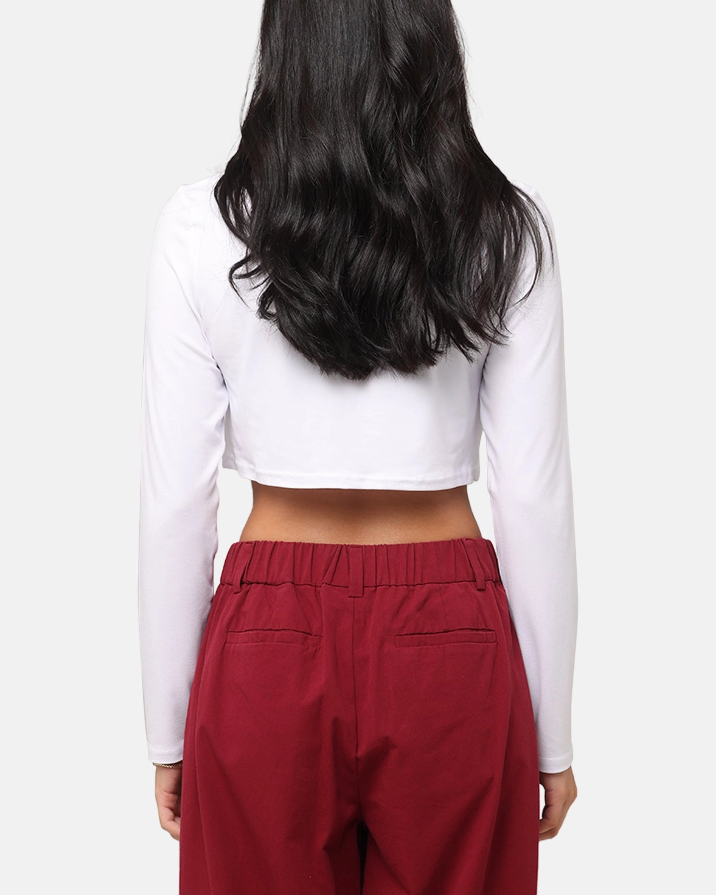 Comfortable apparel Cozy Apparel XXIII Women's Serene Long Sleeve Crop T-Shirt White