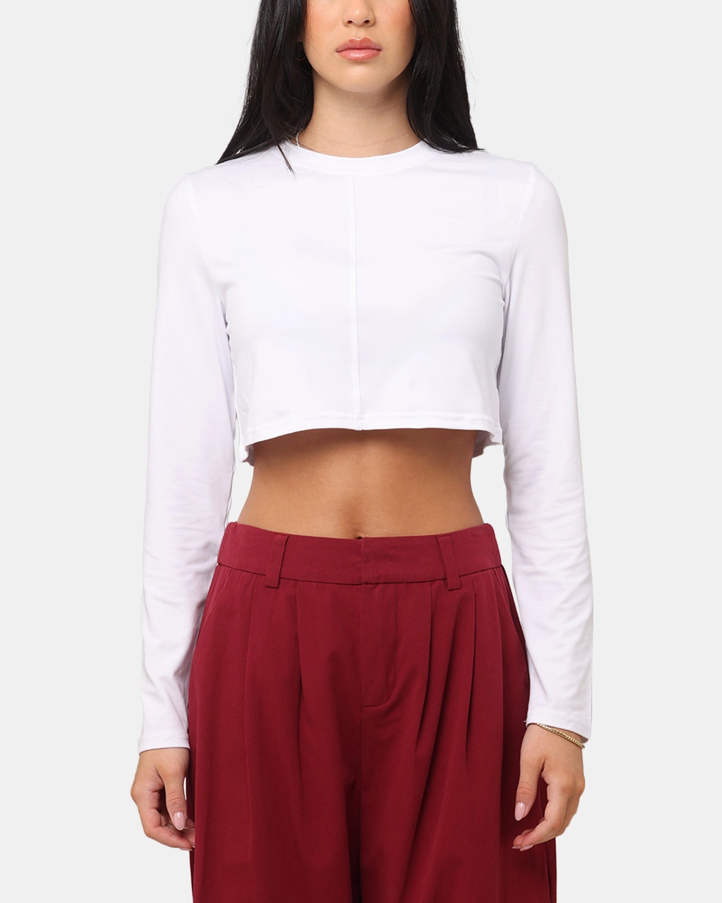 Cool Weather Wear XXIII Women's Serene Long Sleeve Crop T-Shirt White