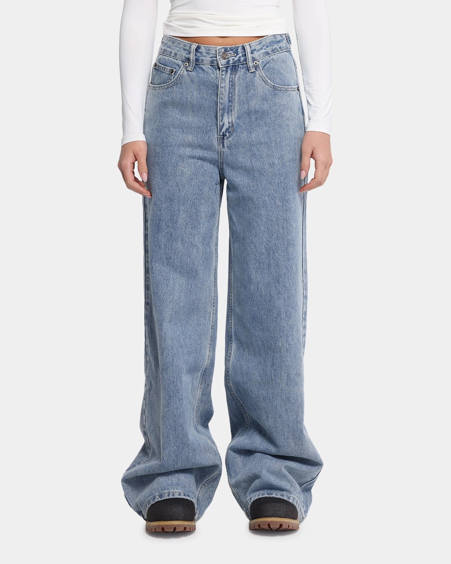 Comfortable Edge Simple Aesthetic XXIII Women's Wide Leg Jeans Blue Denim