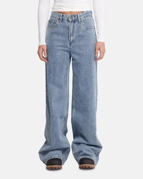 Comfortable Edge Simple Aesthetic XXIII Women's Wide Leg Jeans Blue Denim