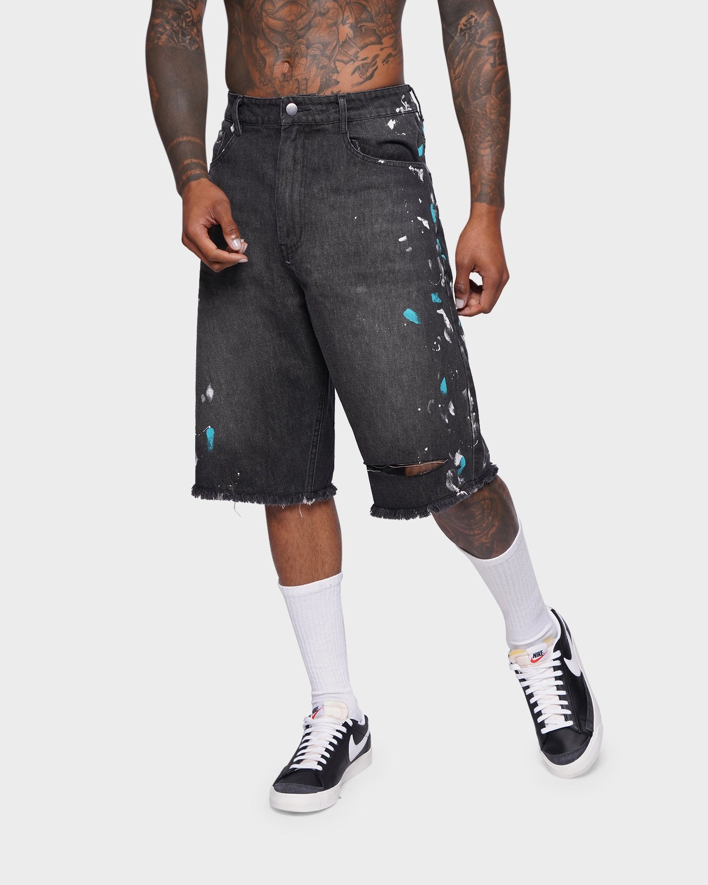 XXIII Wylie Paint Shorts Washed Black Versatile Style Fade Resistant Dye