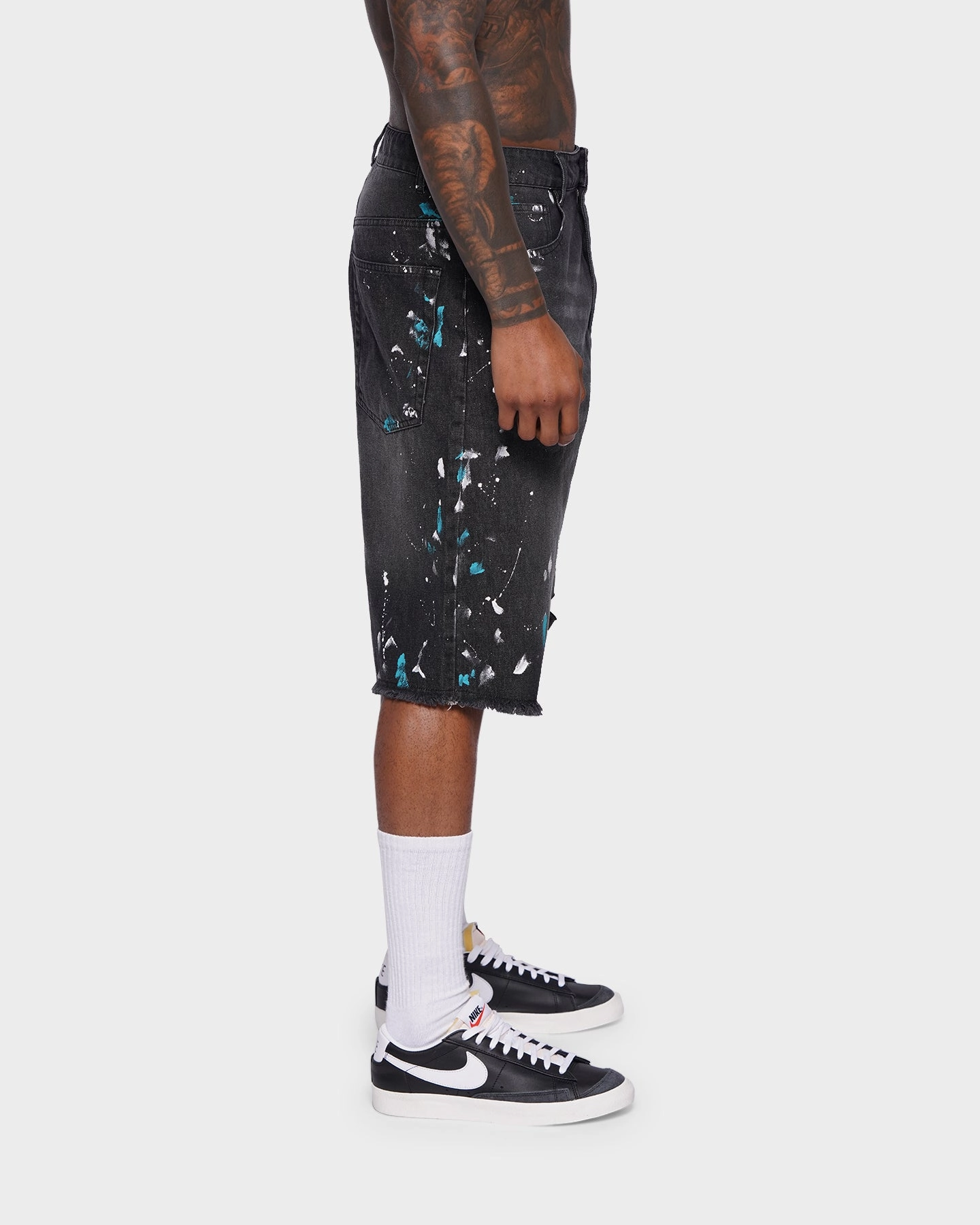 XXIII Wylie Paint Shorts Washed Black Breathable fabric construction