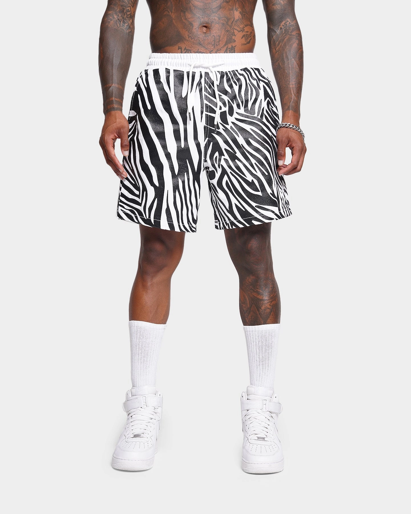 yoga clothes Clean Lines XXIII Zahra Zebra Denim Shorts Zebra