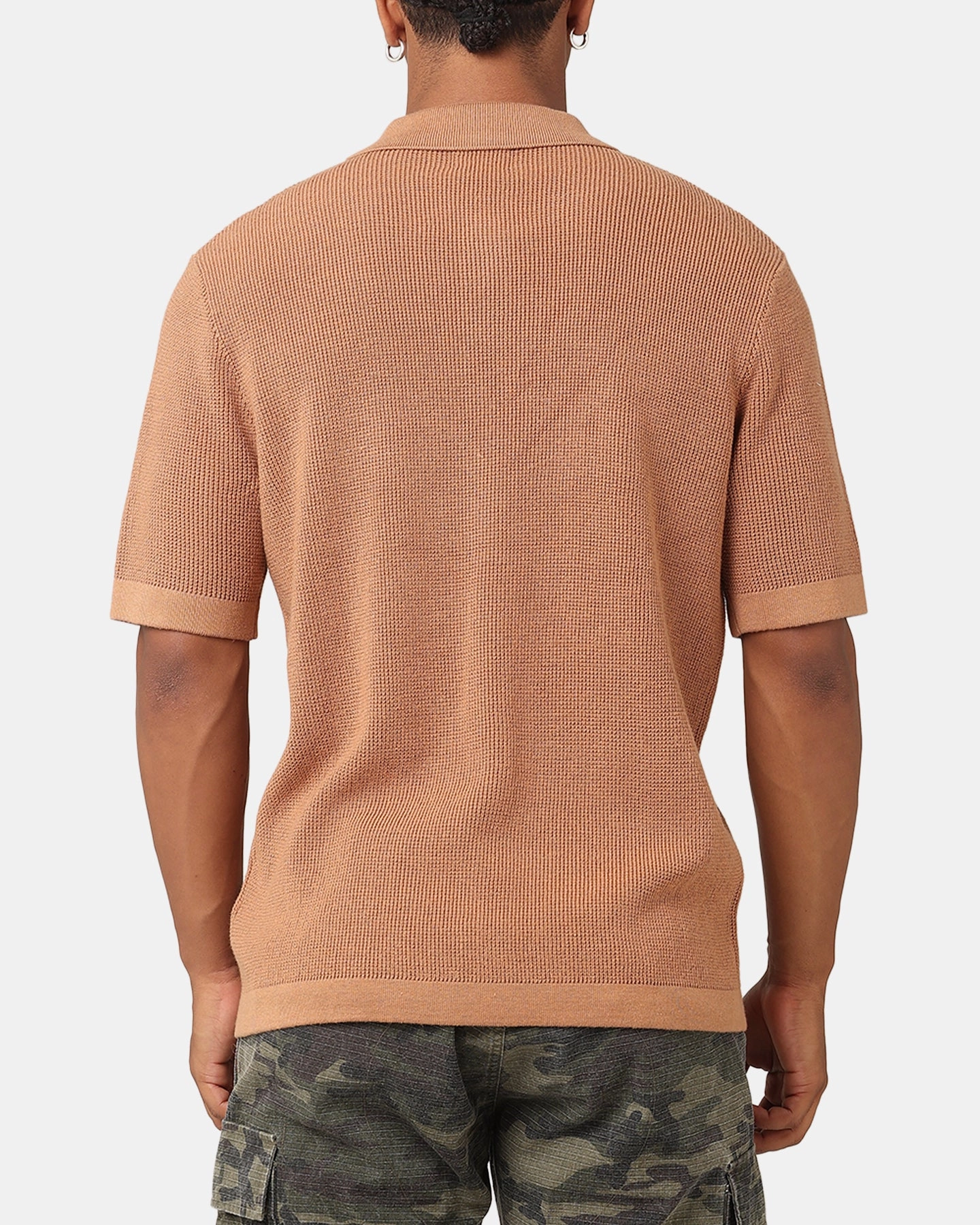 Urban Edge XXIII Zyair Knit Rib Button Up Shirt Mocha