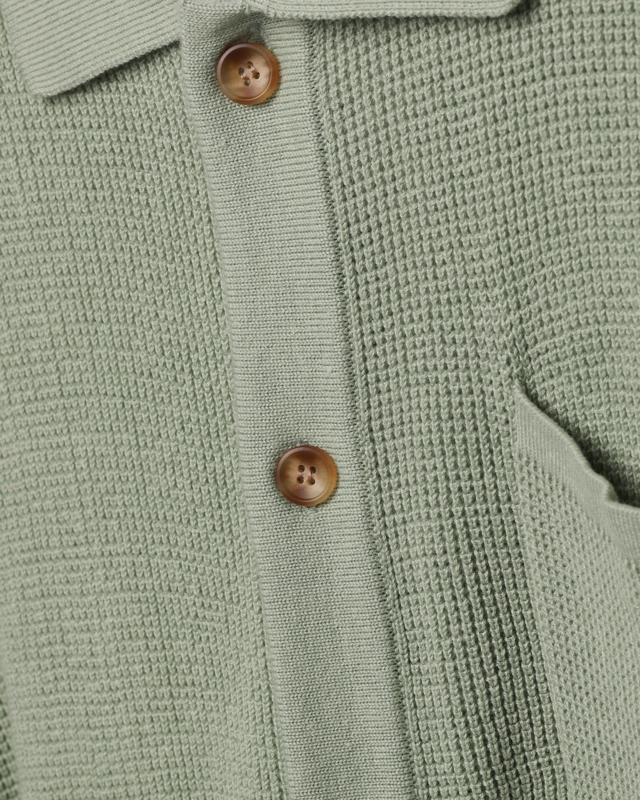 XXIII Zyair Knit Rib Button Up Shirt Sage Tagless Design Layering Piece