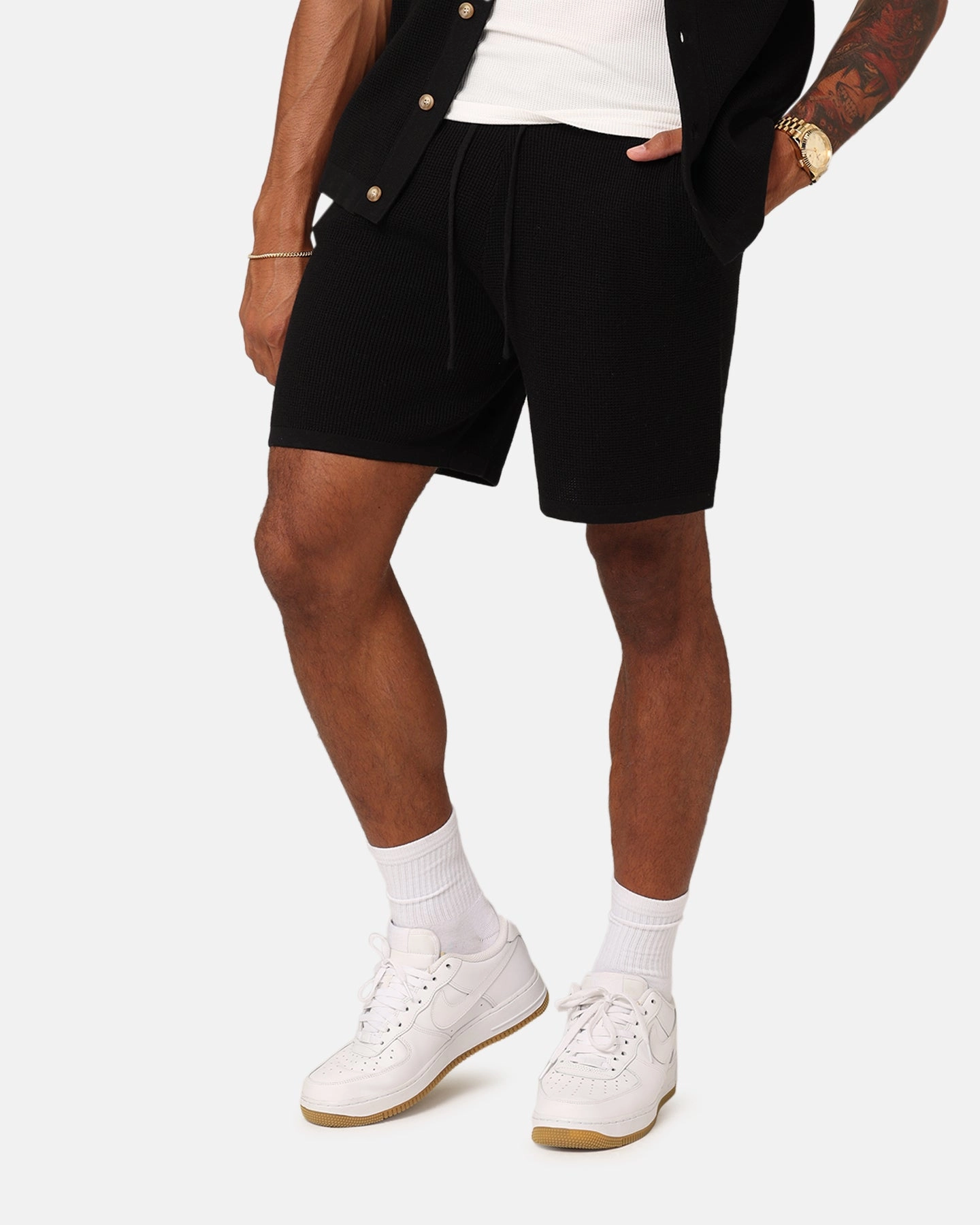 hiking clothes On Trend XXIII Zyair Knit Rib Shorts Black