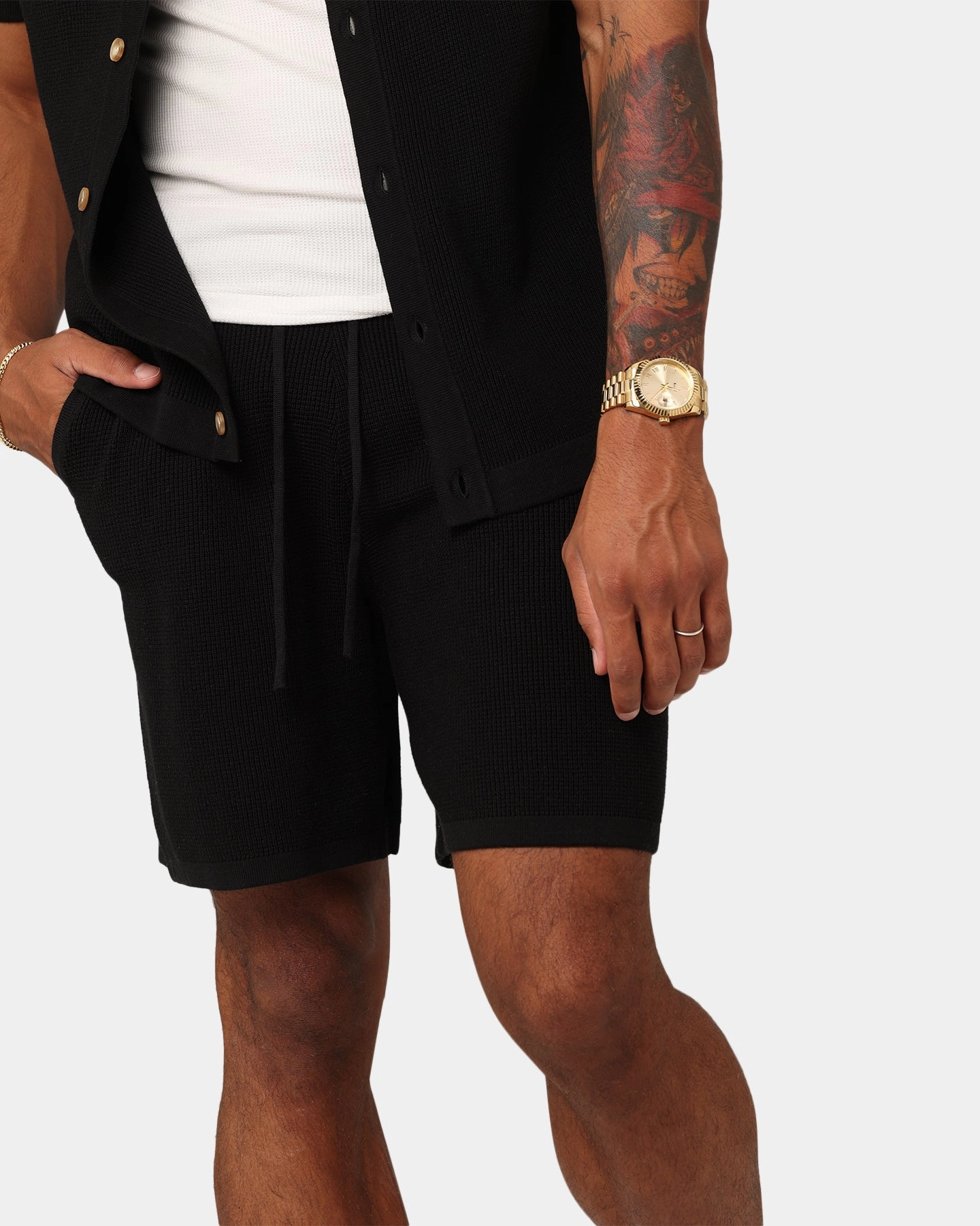 Casual Style Flexible Fabric XXIII Zyair Knit Rib Shorts Black