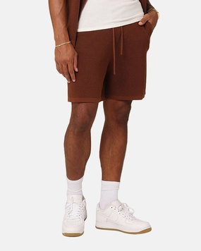 XXIII Zyair Knit Rib Shorts Brown Work Ready Everyday Comfort