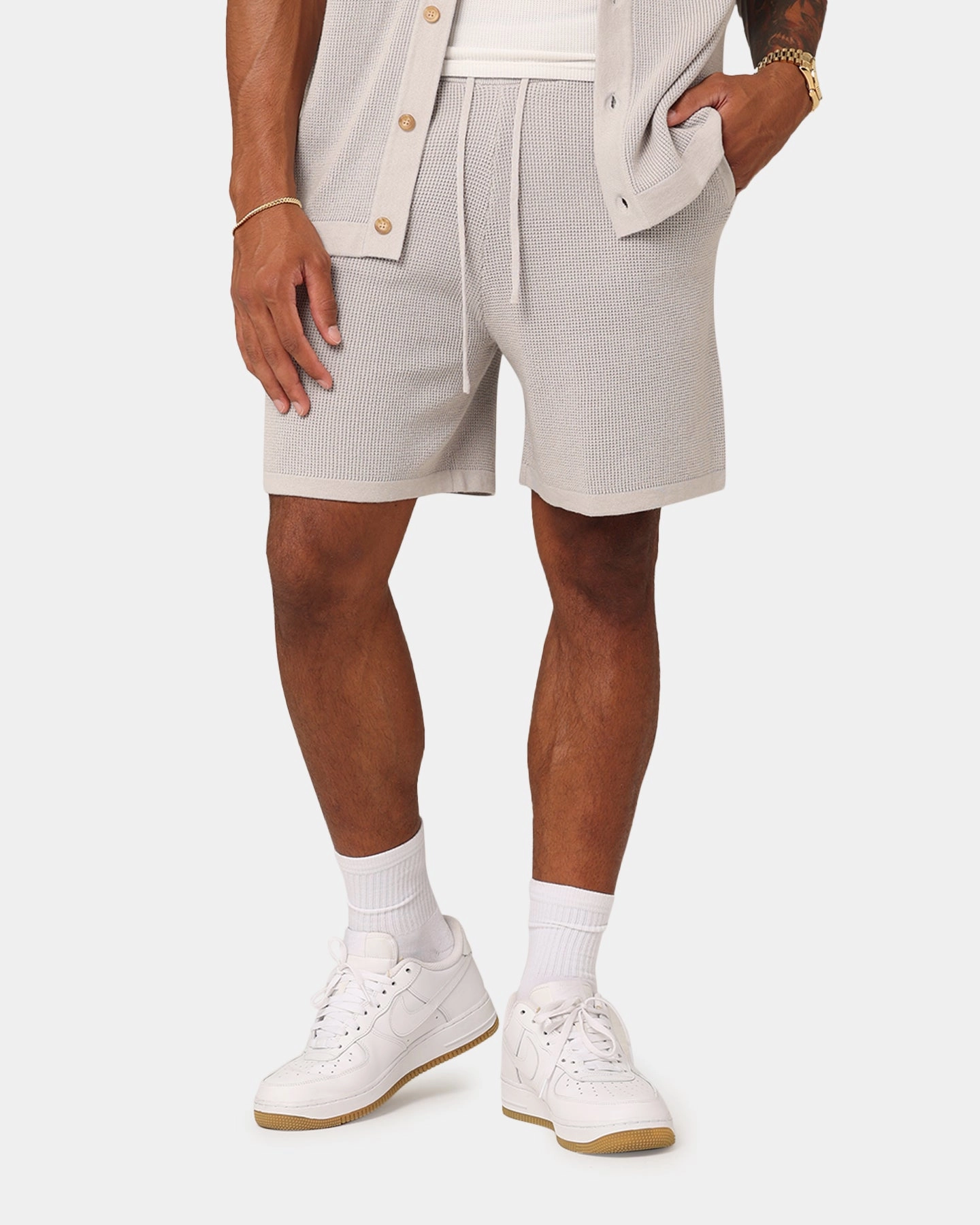 Antibacterial first day of school XXIII Zyair Knit Rib Shorts Stone