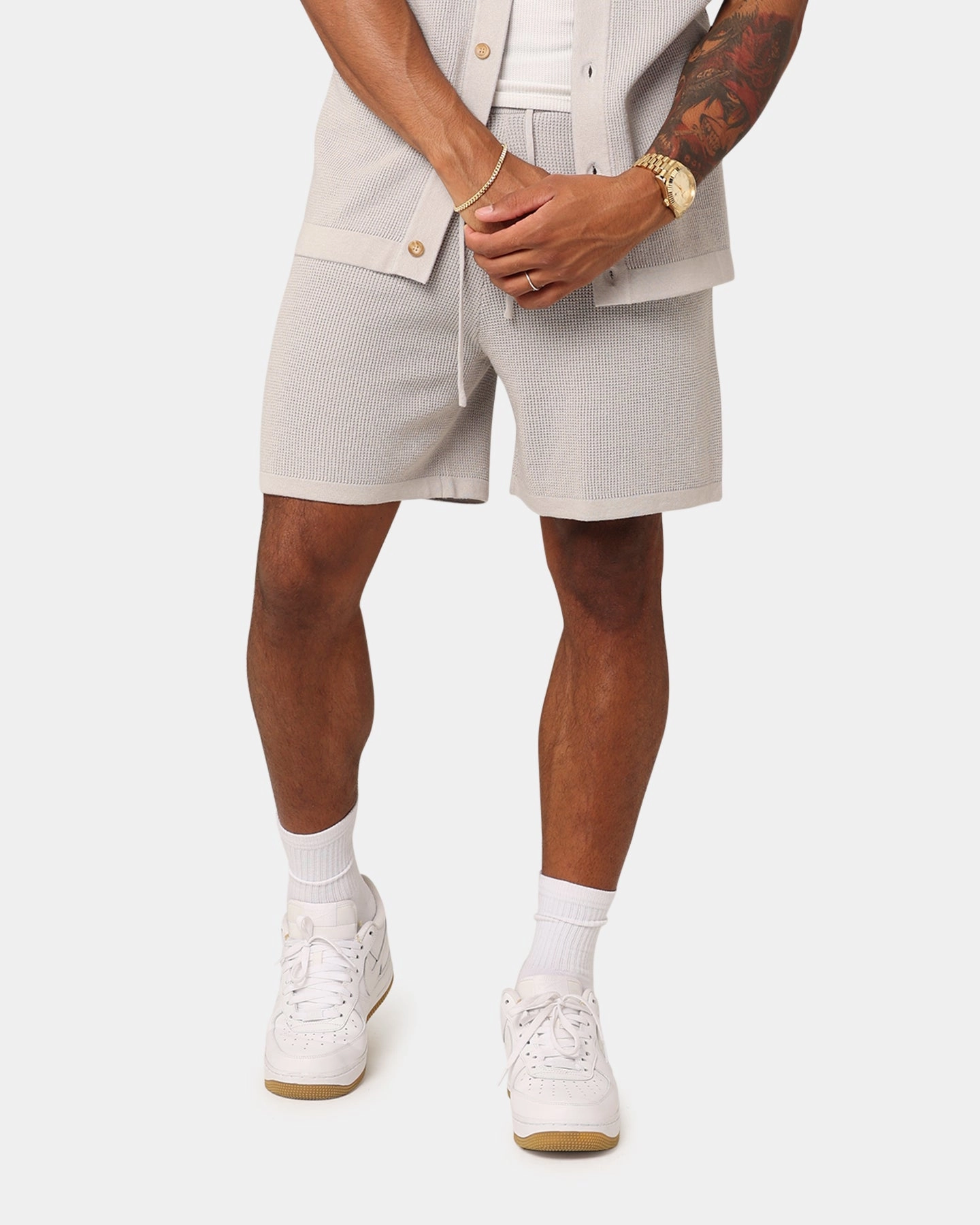 XXIII Zyair Knit Rib Shorts Stone muted colors