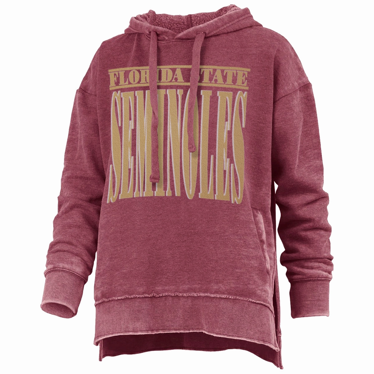 Ribbed Edging AbrasionResistant Finish Pressbox Women's Florida State Seminoles Side-Split Vintage Hood - Garnet