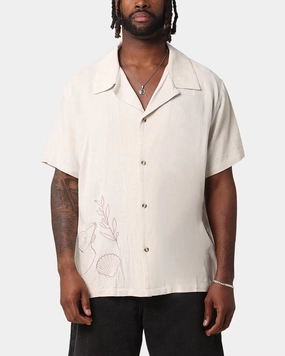 XXIII Venus Linen Button Up Shirt Oatmeal Business Meeting
