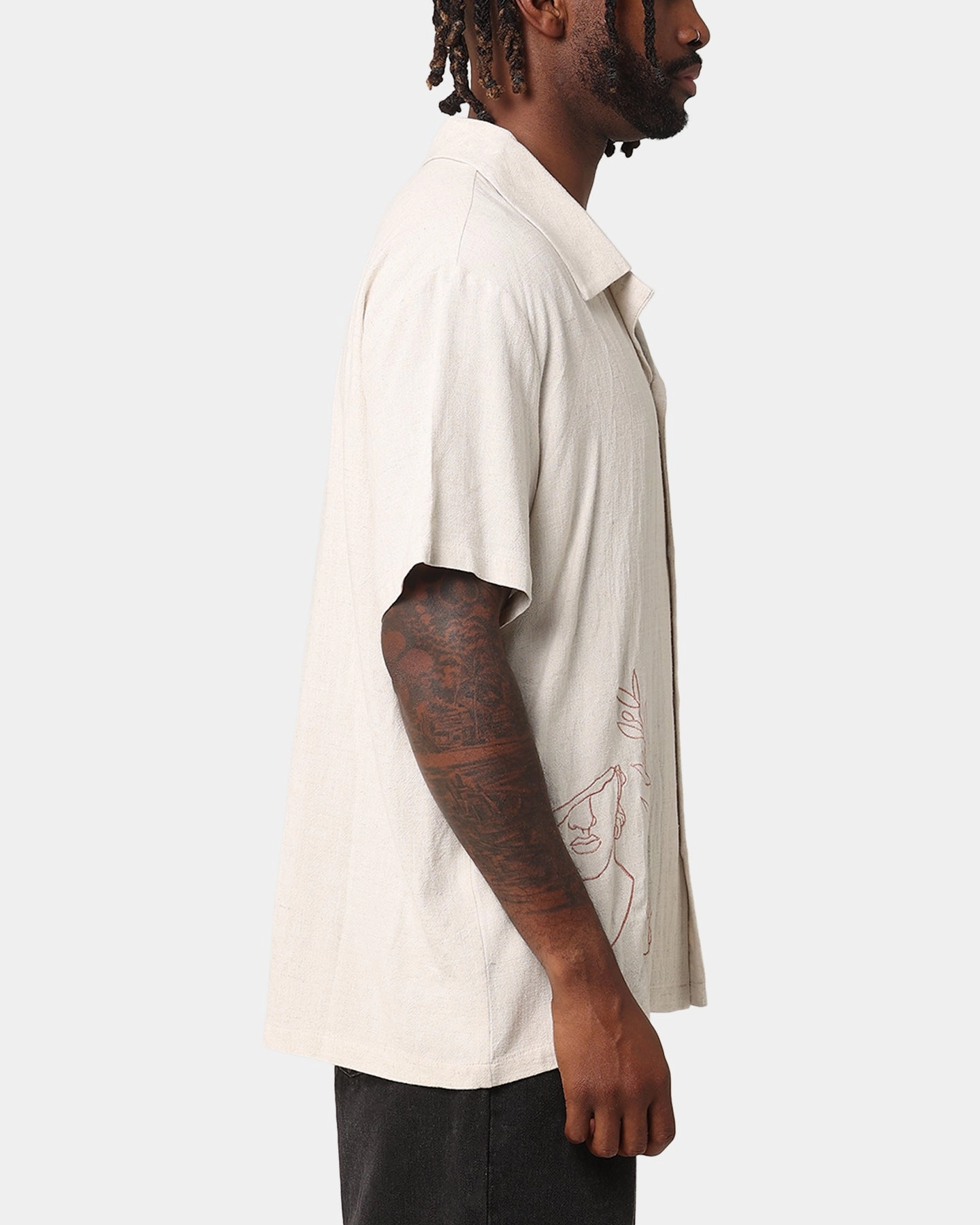 XXIII Venus Linen Button Up Shirt Oatmeal Timeless Classic Spring Collection