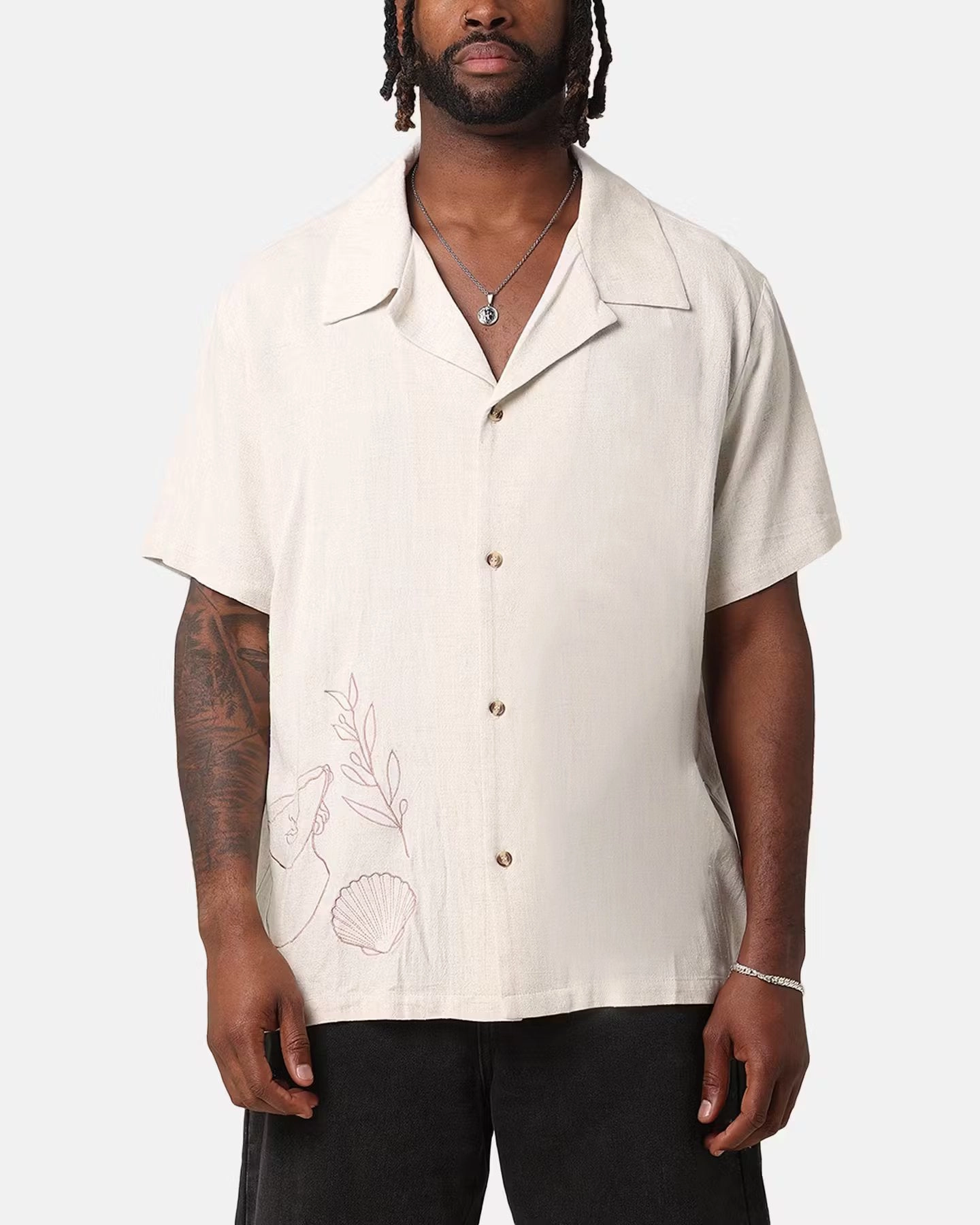 XXIII Venus Linen Button Up Shirt Oatmeal Business Meeting