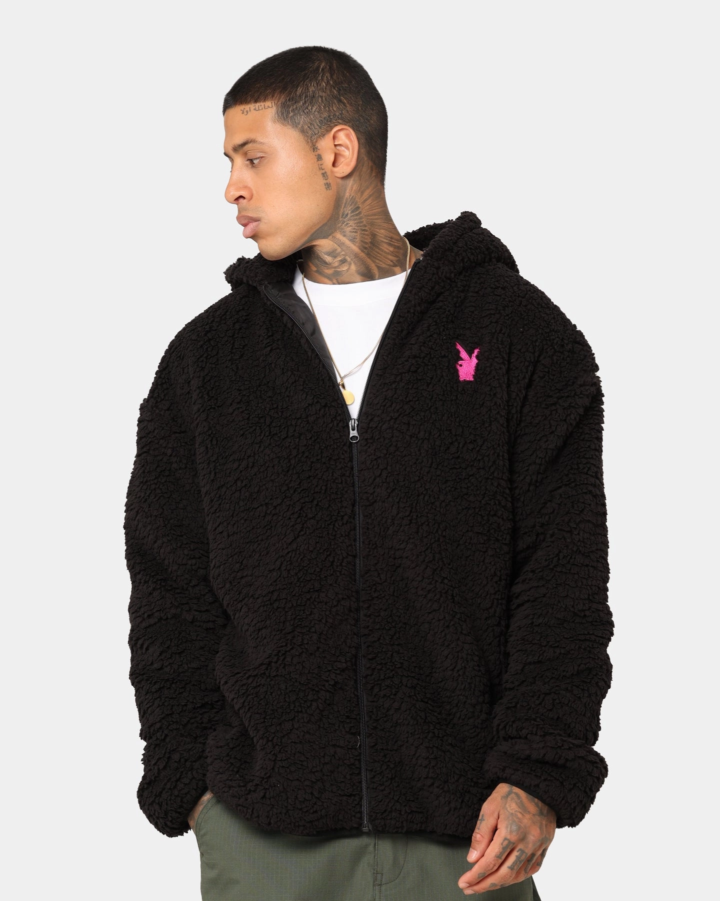 Playboy Bunny O Sherpa Jacket Black Quick Fit hypoallergenic