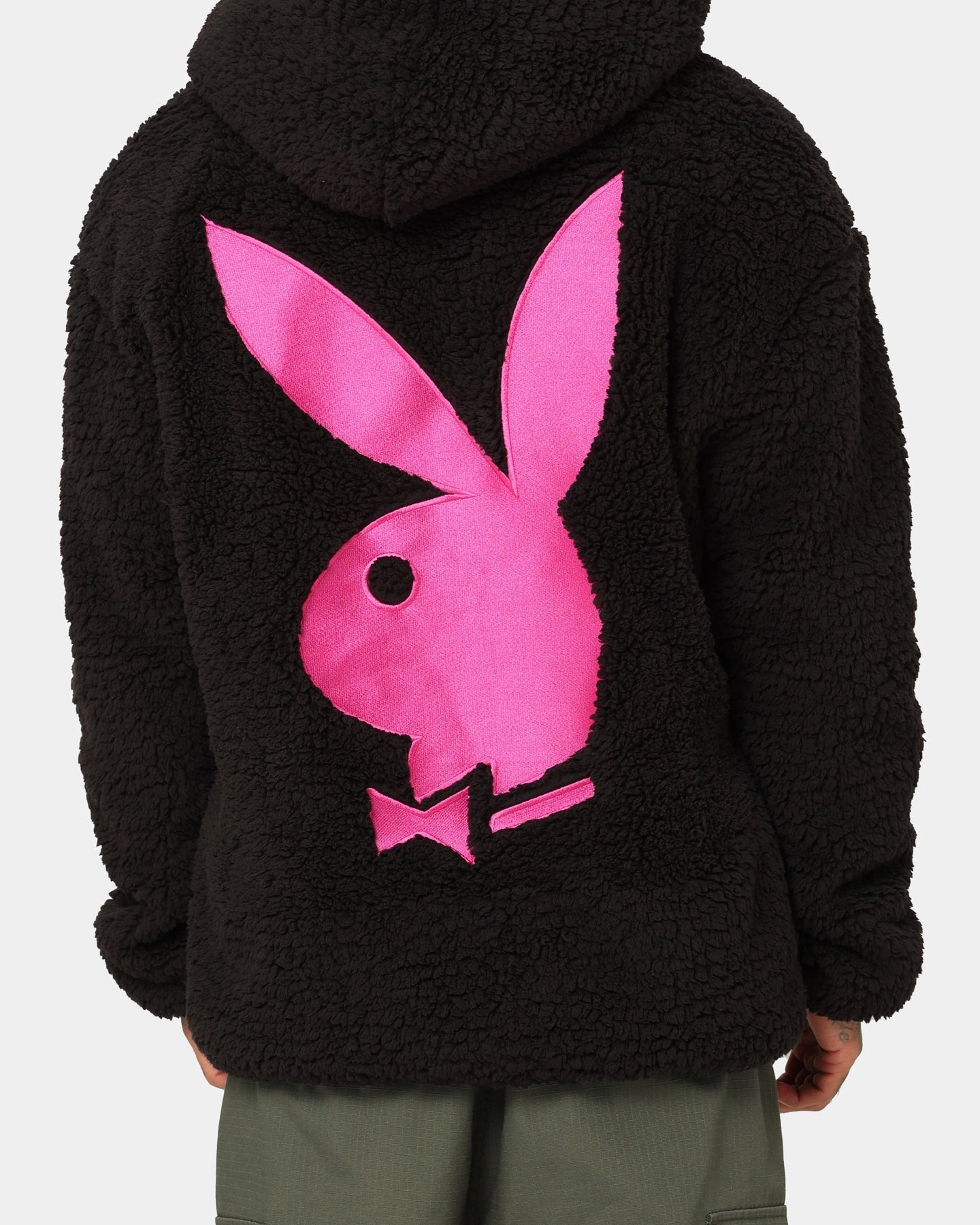 Light Reflective Playboy Bunny O Sherpa Jacket Black