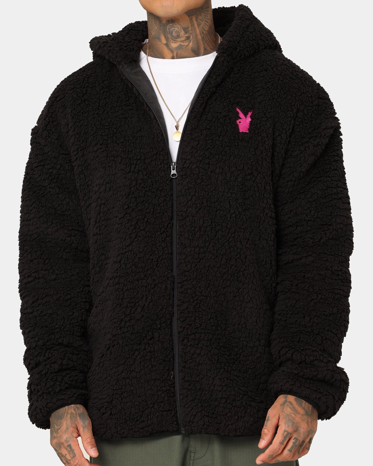 Performance Optimized Fit Playboy Bunny O Sherpa Jacket Black