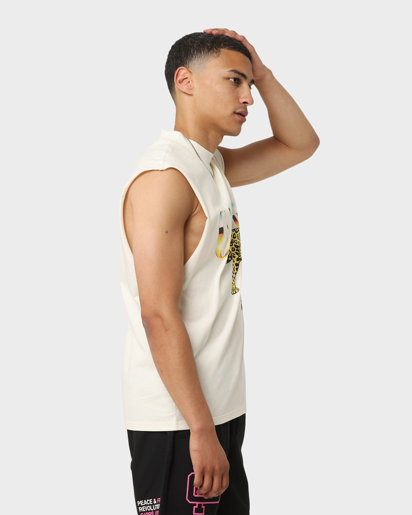 Carr?? Leo Retro Muscle T-Shirt White Animal print wildness