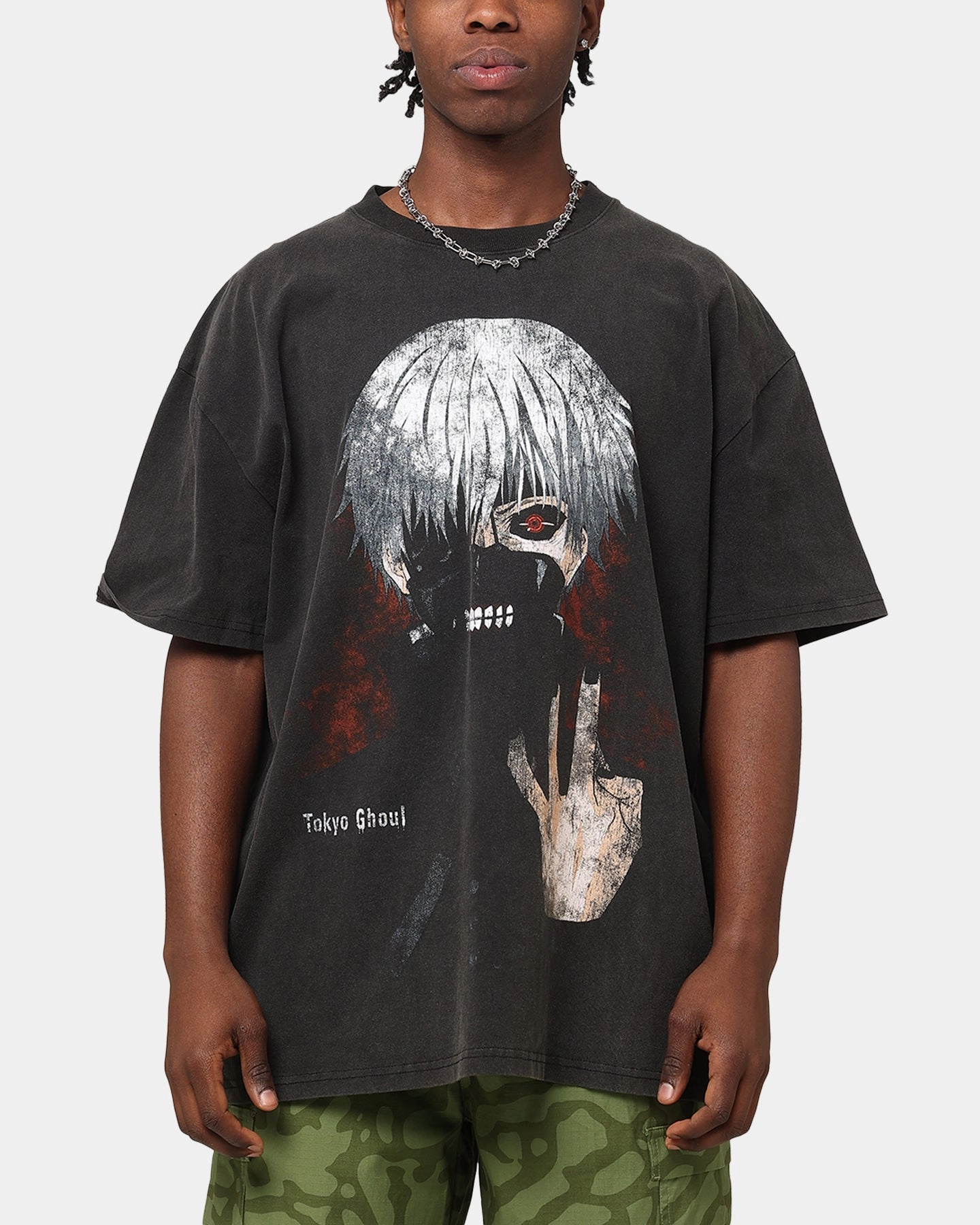 Chilly Style Goat Crew X Tokyo Ghoul Kaneki Heavy T-Shirt Vintage Black