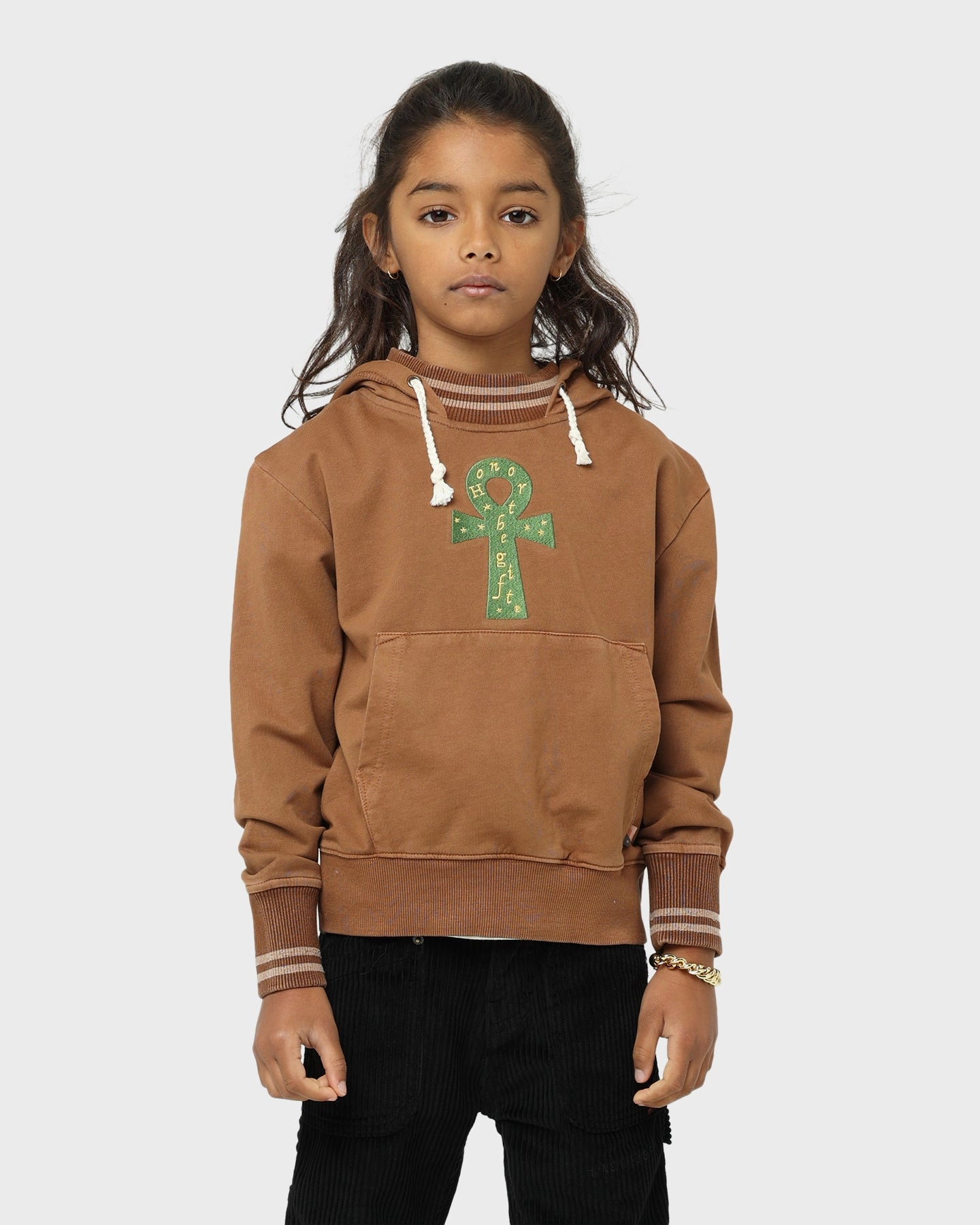 Honor The Gift Kids' Fall Higher Power Hoodie Brown Thermal Protection Durable Construction