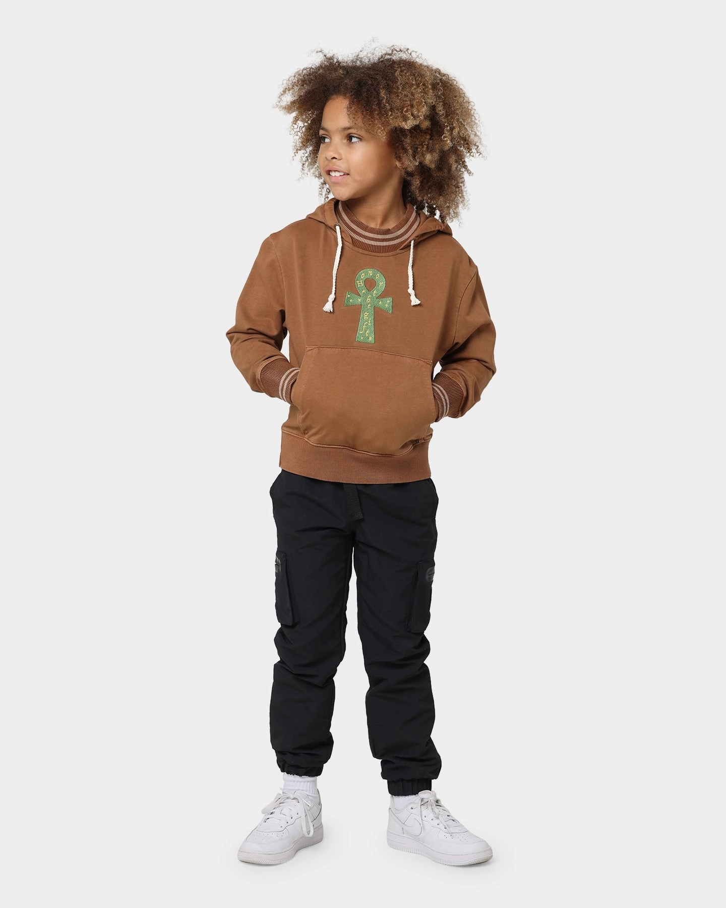 Honor The Gift Kids' Fall Higher Power Hoodie Brown gardeners FlexibleMovement
