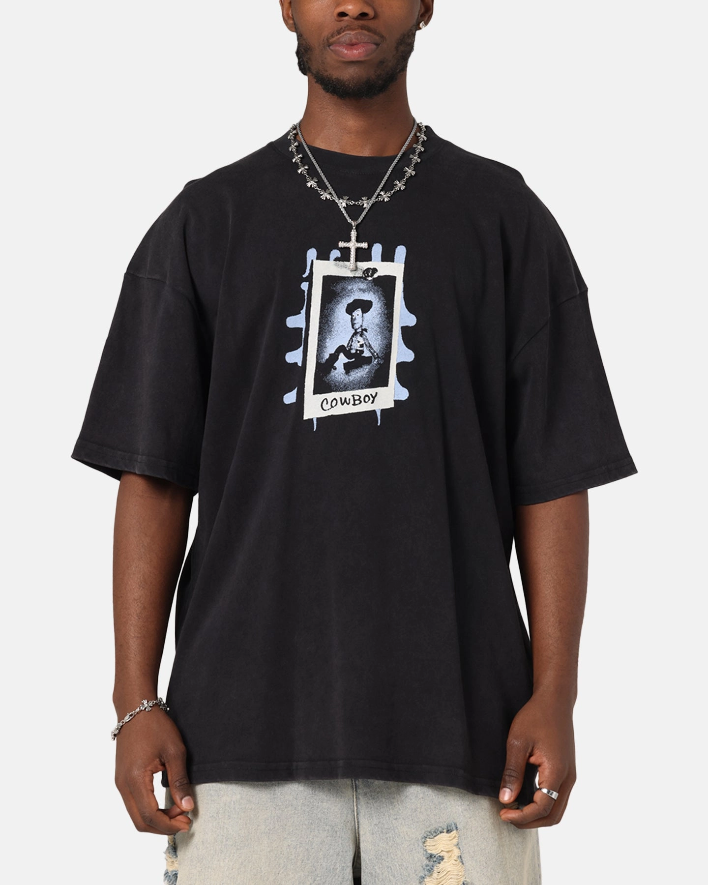 Daily Casual Pullover 73 Studio Disney Pixar Toy Story Woody Vintage T-Shirt Black Acidwash