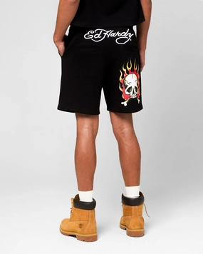 Fun Prints Ed Hardy Skull Fleece Shorts Black