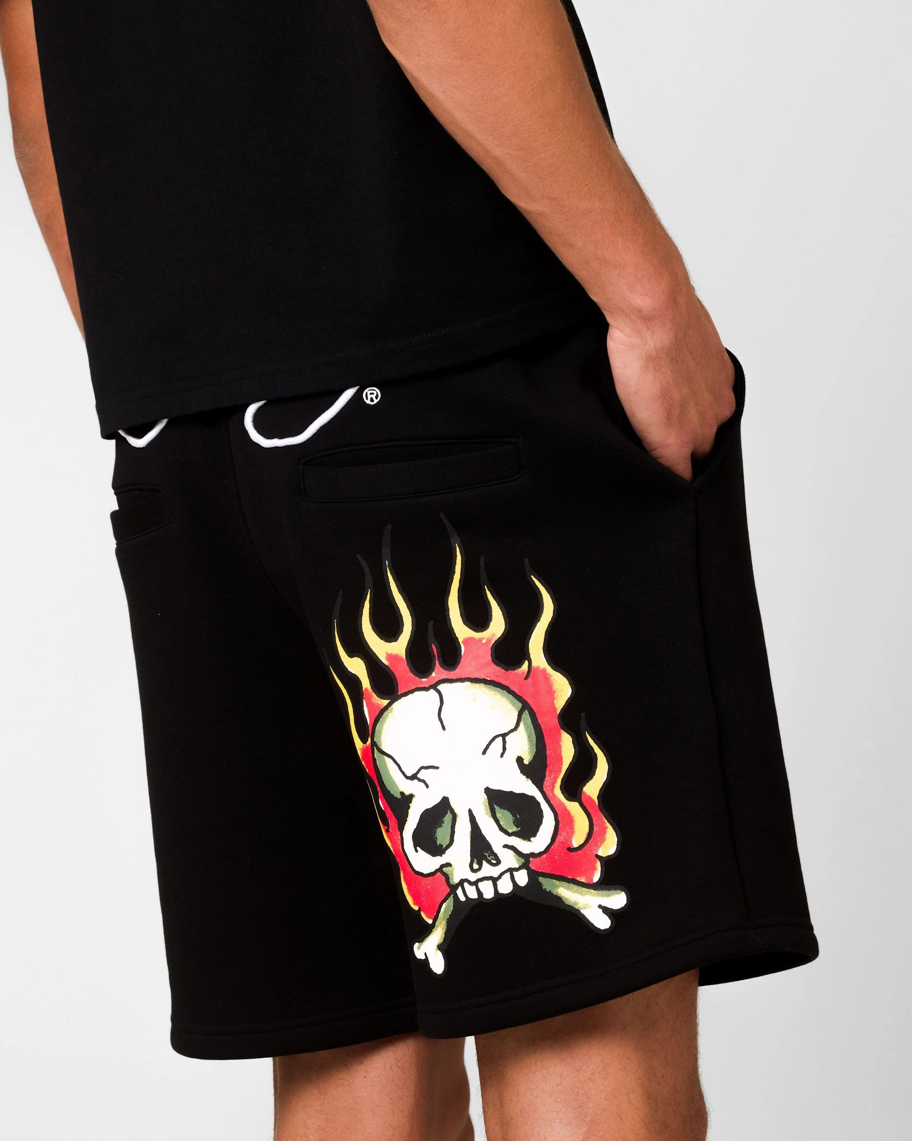 Summer Mood Ed Hardy Skull Fleece Shorts Black