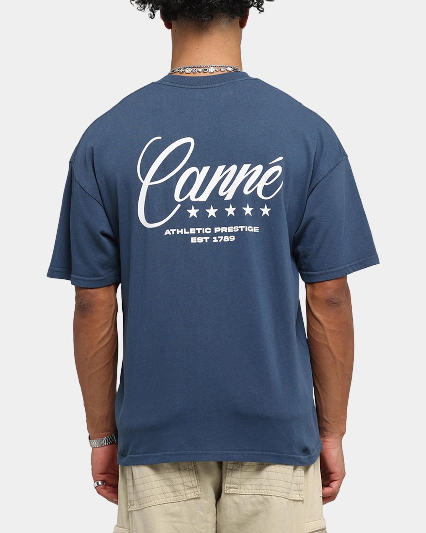 Carre Script T-Shirt Navy elastic waistband Eye-Catching