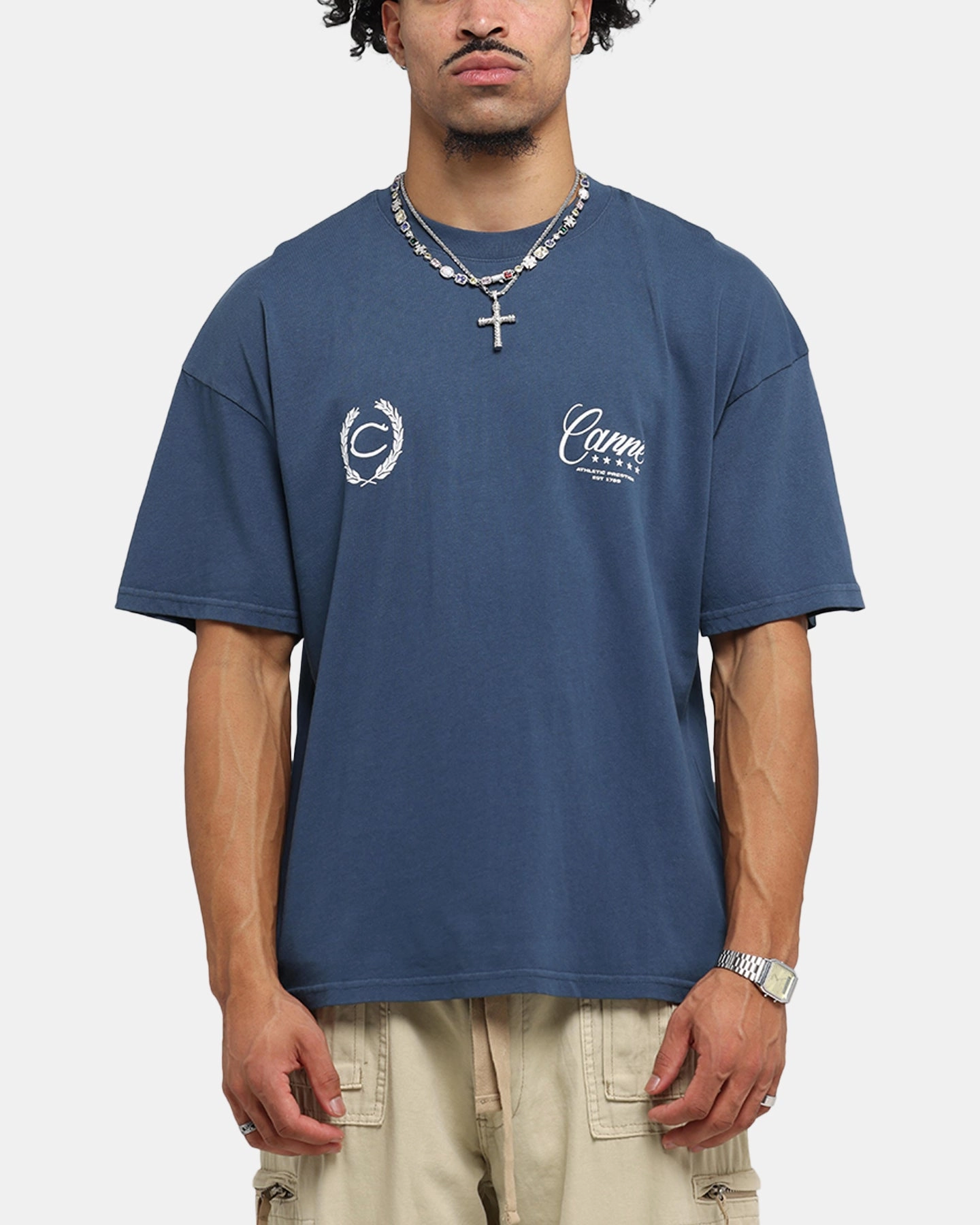 Carre Script T-Shirt Navy Soft Brushed Finish Stylish and Fun